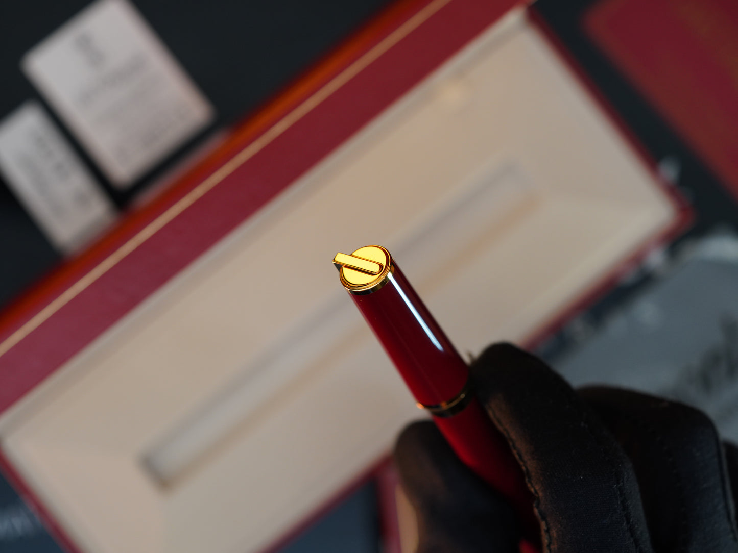 Vintage St Dupont Luxury 24k Gold Finish Natural Lacquer 18k Solid Gold Nib M Fountain Pen