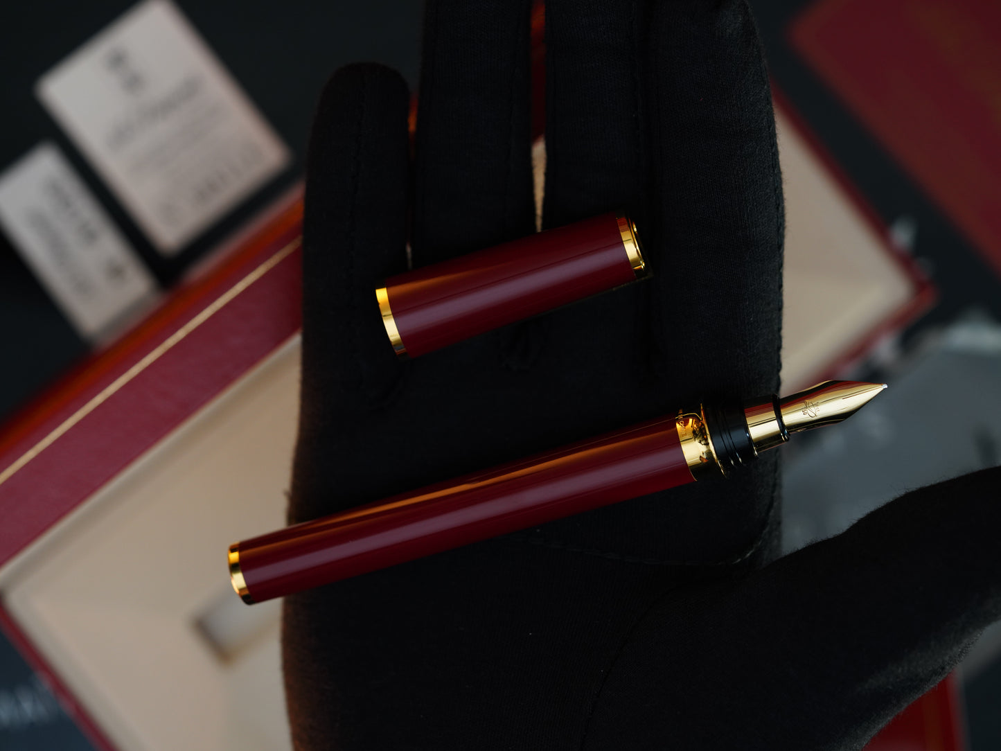 Vintage St Dupont Luxury 24k Gold Finish Natural Lacquer 18k Solid Gold Nib M Fountain Pen