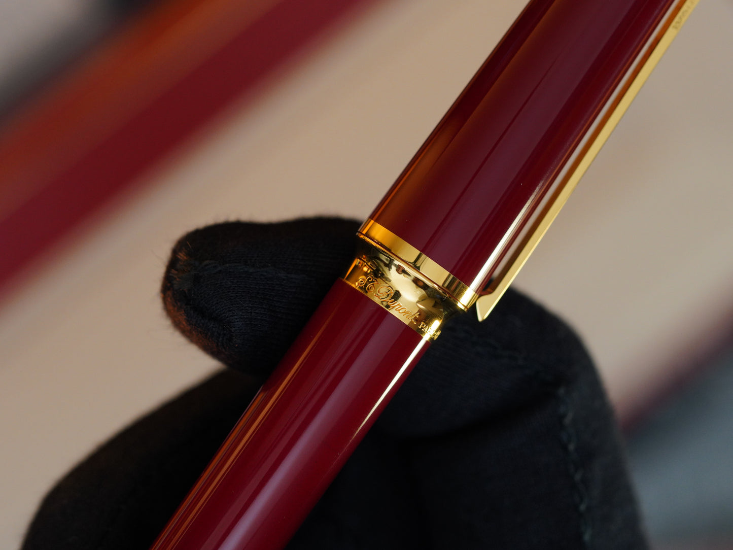 Vintage St Dupont Luxury 24k Gold Finish Natural Lacquer 18k Solid Gold Nib M Fountain Pen