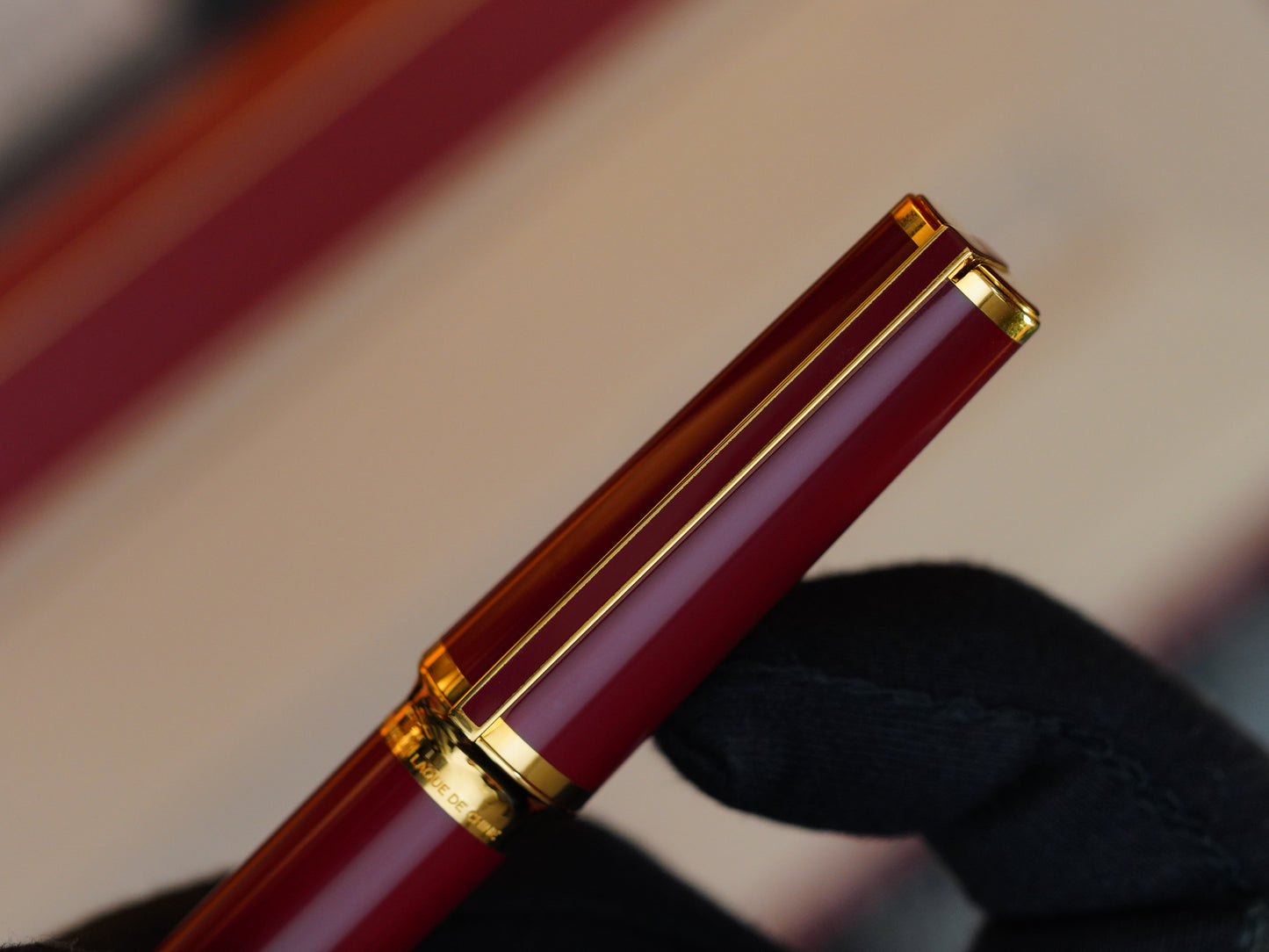 Vintage St Dupont Luxury 24k Gold Finish Natural Lacquer 18k Solid Gold Nib M Fountain Pen