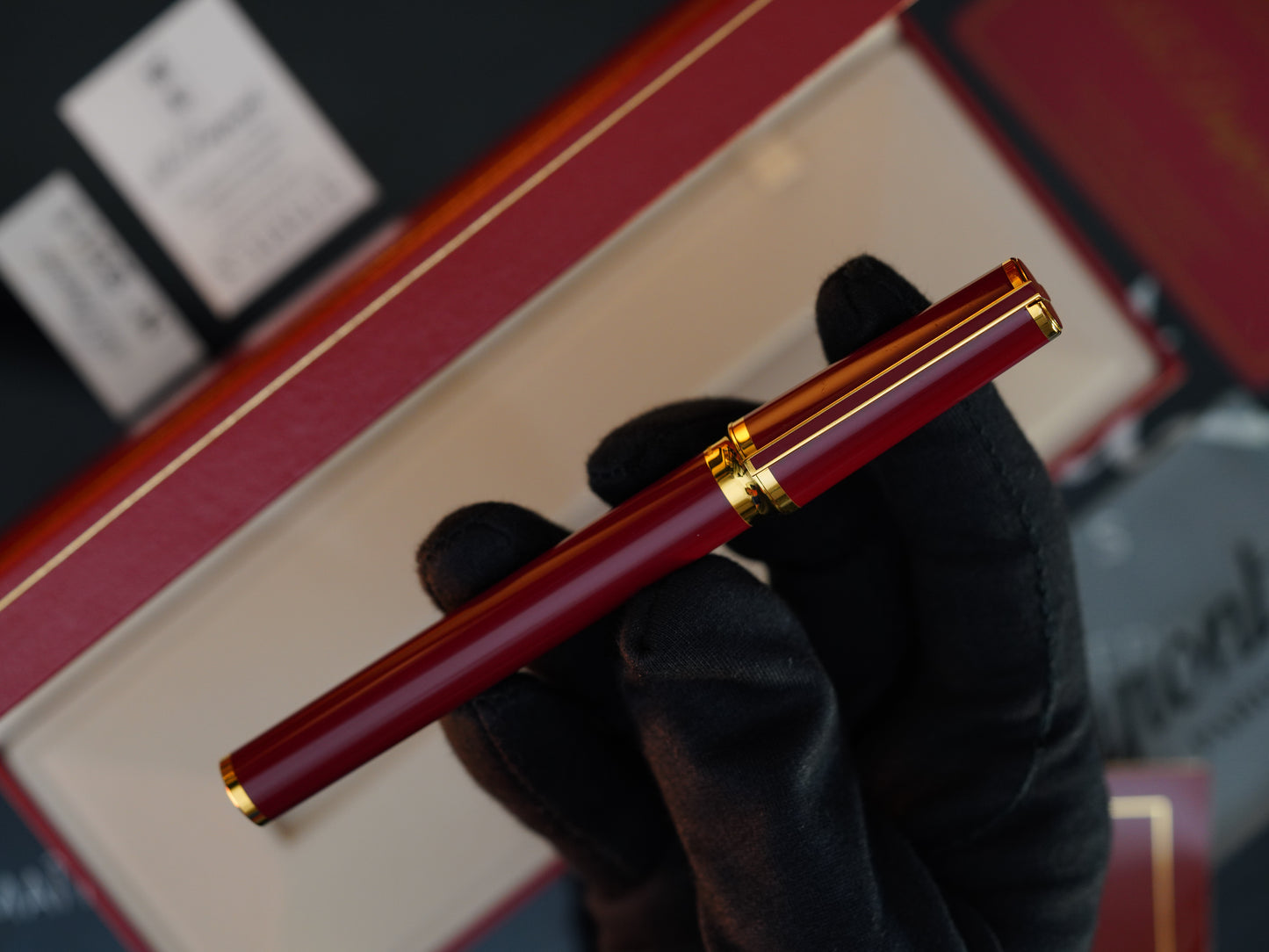 Vintage St Dupont Luxury 24k Gold Finish Natural Lacquer 18k Solid Gold Nib M Fountain Pen