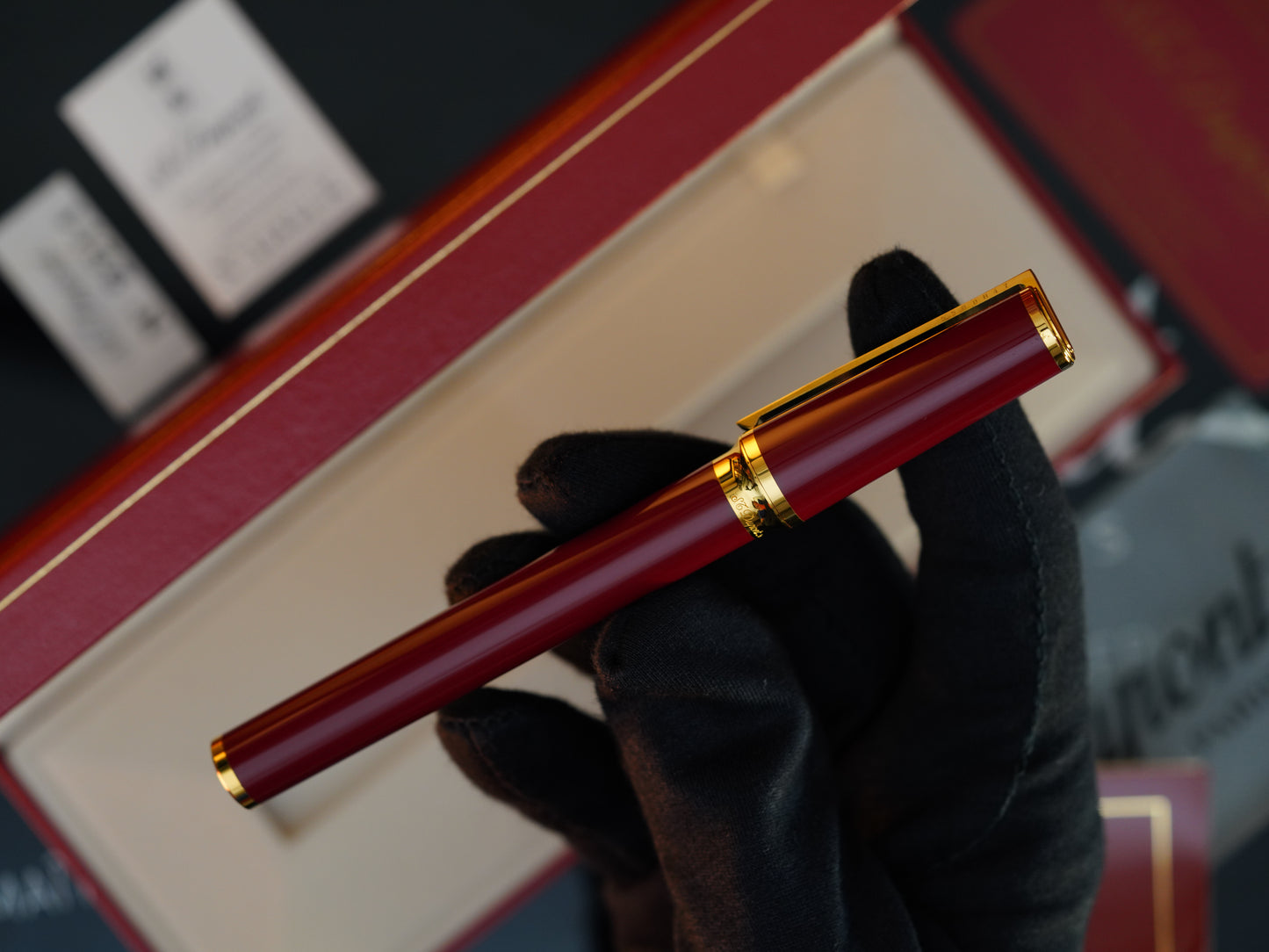 Vintage St Dupont Luxury 24k Gold Finish Natural Lacquer 18k Solid Gold Nib M Fountain Pen