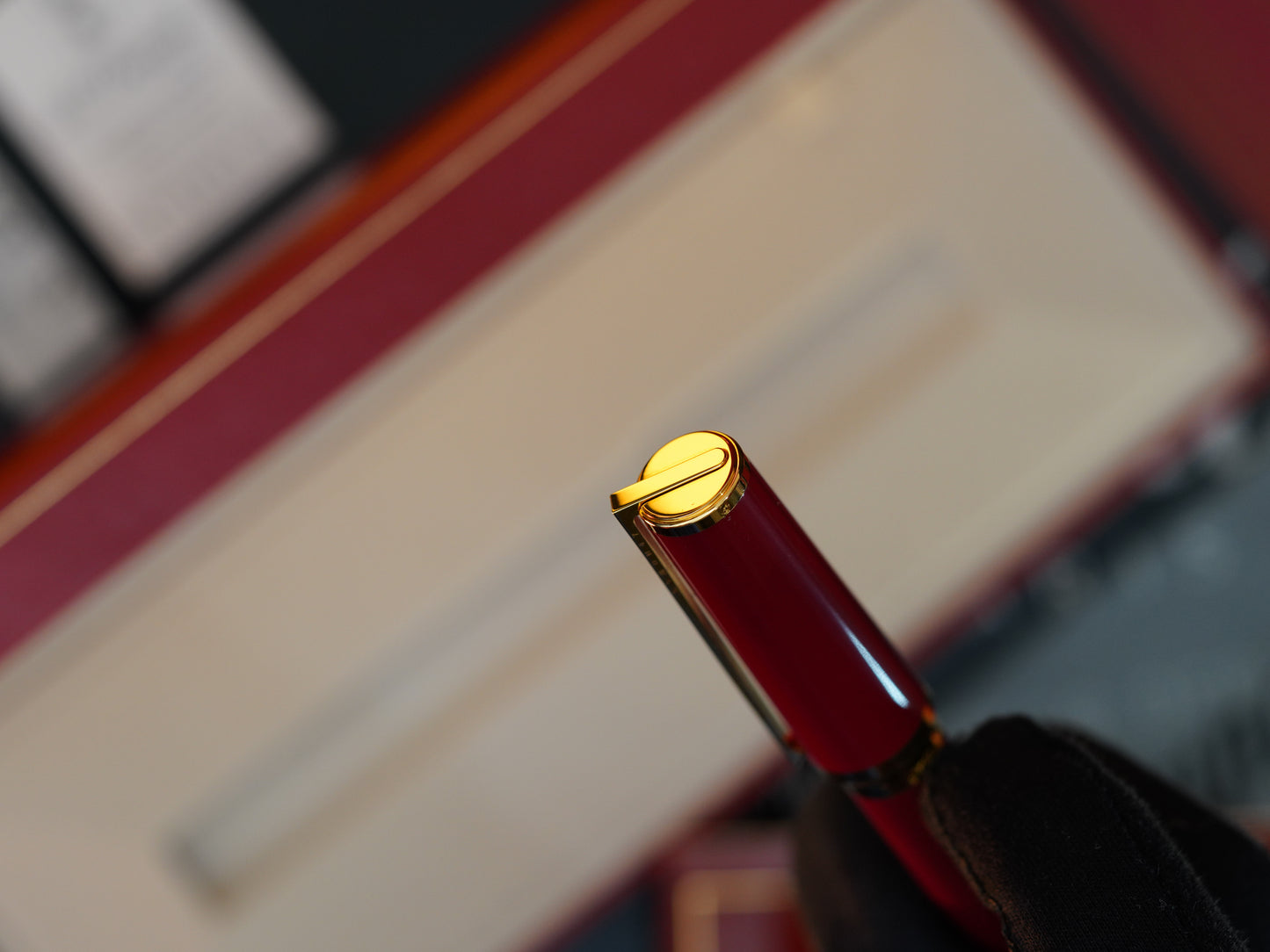 Vintage St Dupont Luxury 24k Gold Finish Natural Lacquer 18k Solid Gold Nib M Fountain Pen