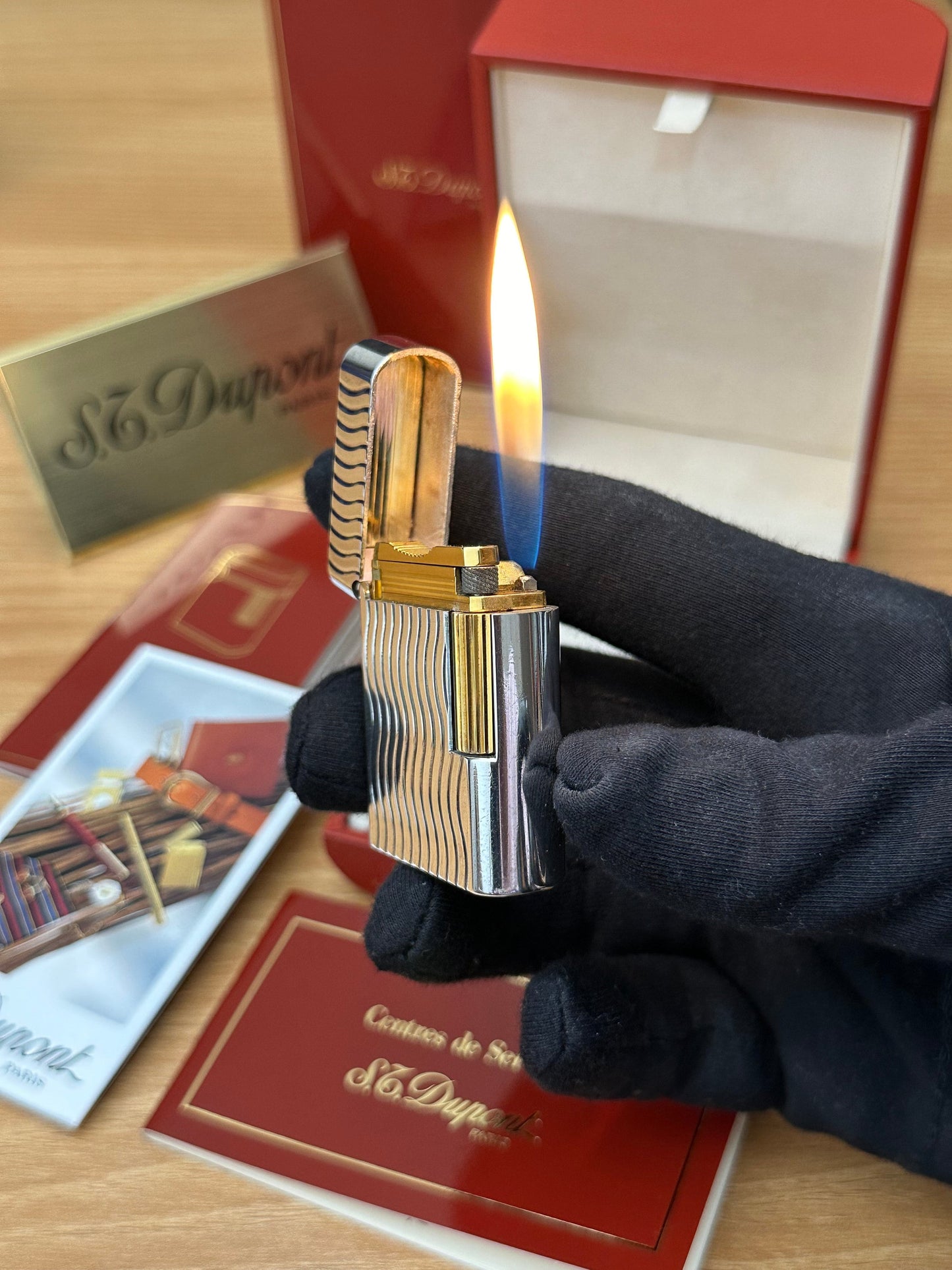 Vintage 1990 St Dupont Soubreny Two tone Gold & Silver finish / full set will box and documents / Good condition