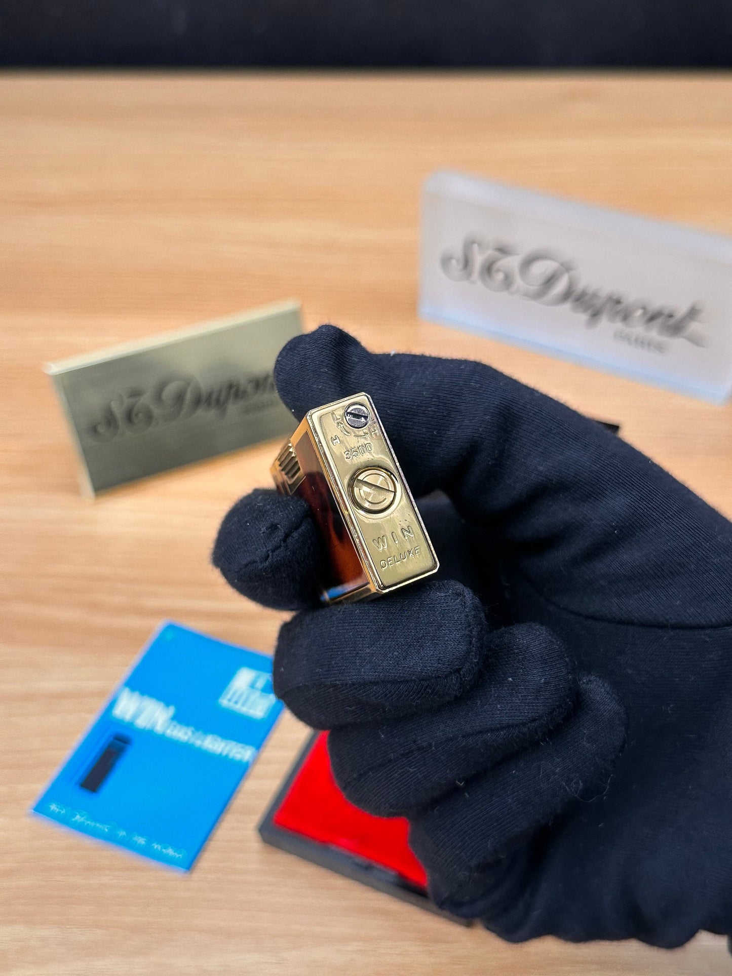 Vintage 1980 win 3500 Deluxe 24k electro gold plated rare pipe model / turtle shell lacquer with box working perfect \ premium high quality