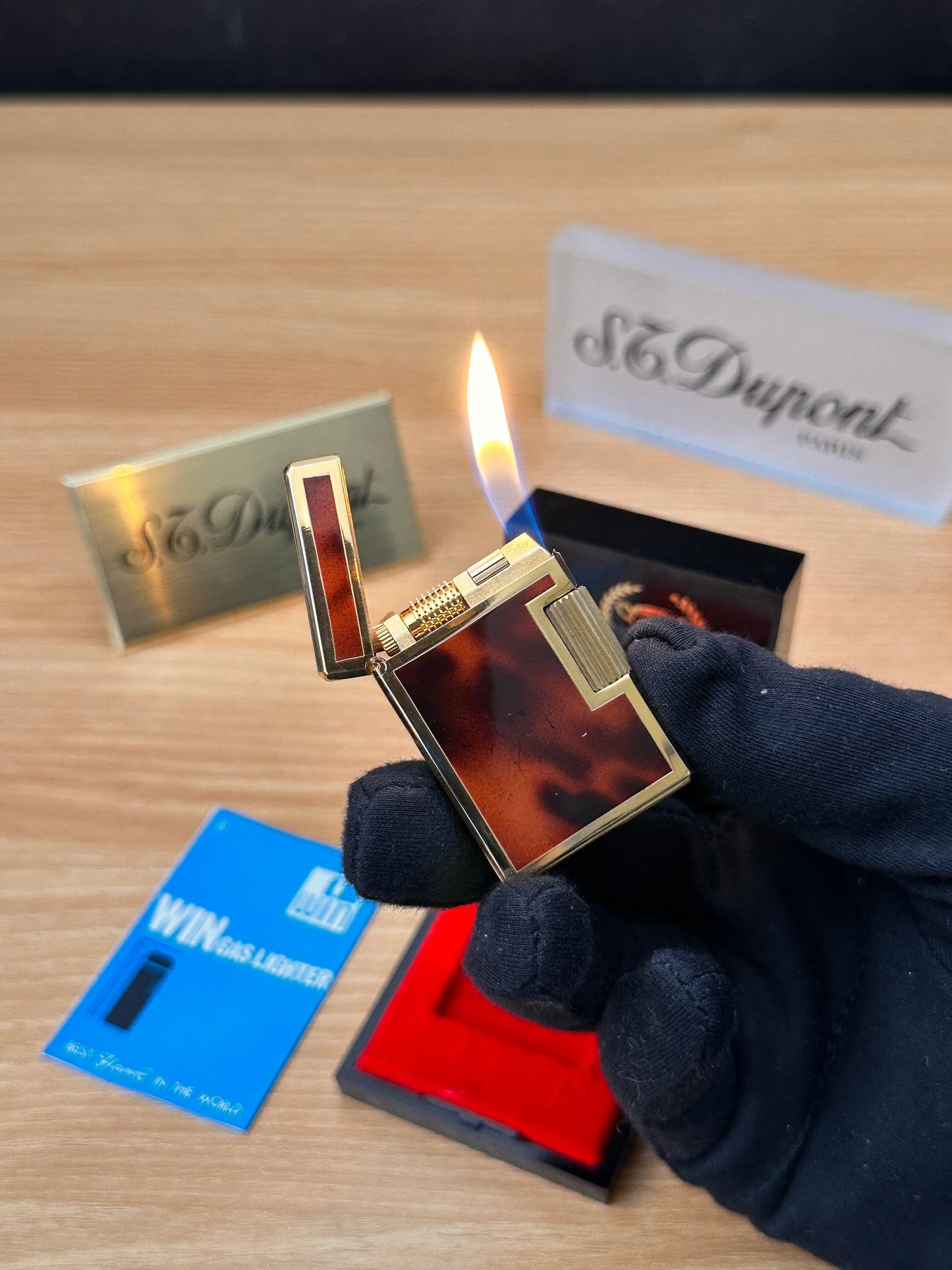 Vintage 1980 win 3500 Deluxe 24k electro gold plated rare pipe model / turtle shell lacquer with box working perfect \ premium high quality