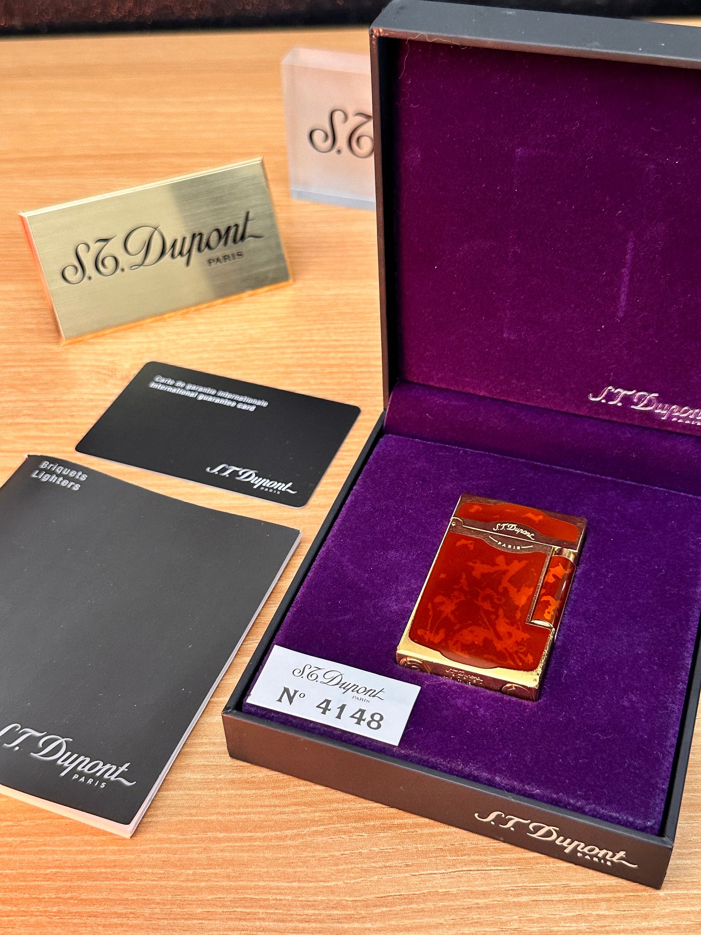 Vintage 1990 rare St Dupont Dual flame gold Maduro Oscuro Habanna Cigar collection \ fair condition \ working perfect box & documents full