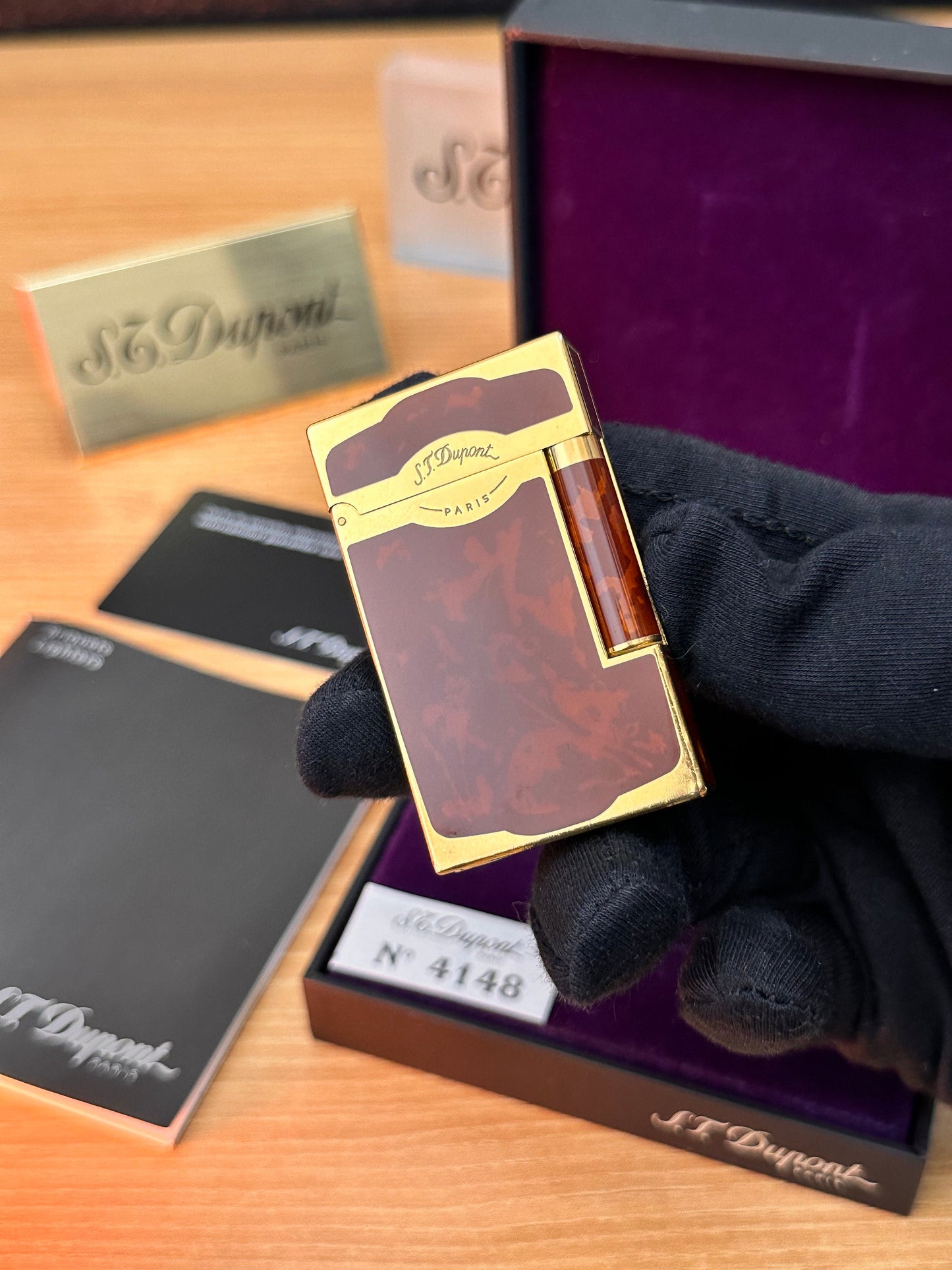 Vintage 1990 rare St Dupont Dual flame gold Maduro Oscuro Habanna Cigar collection \ fair condition \ working perfect box & documents full