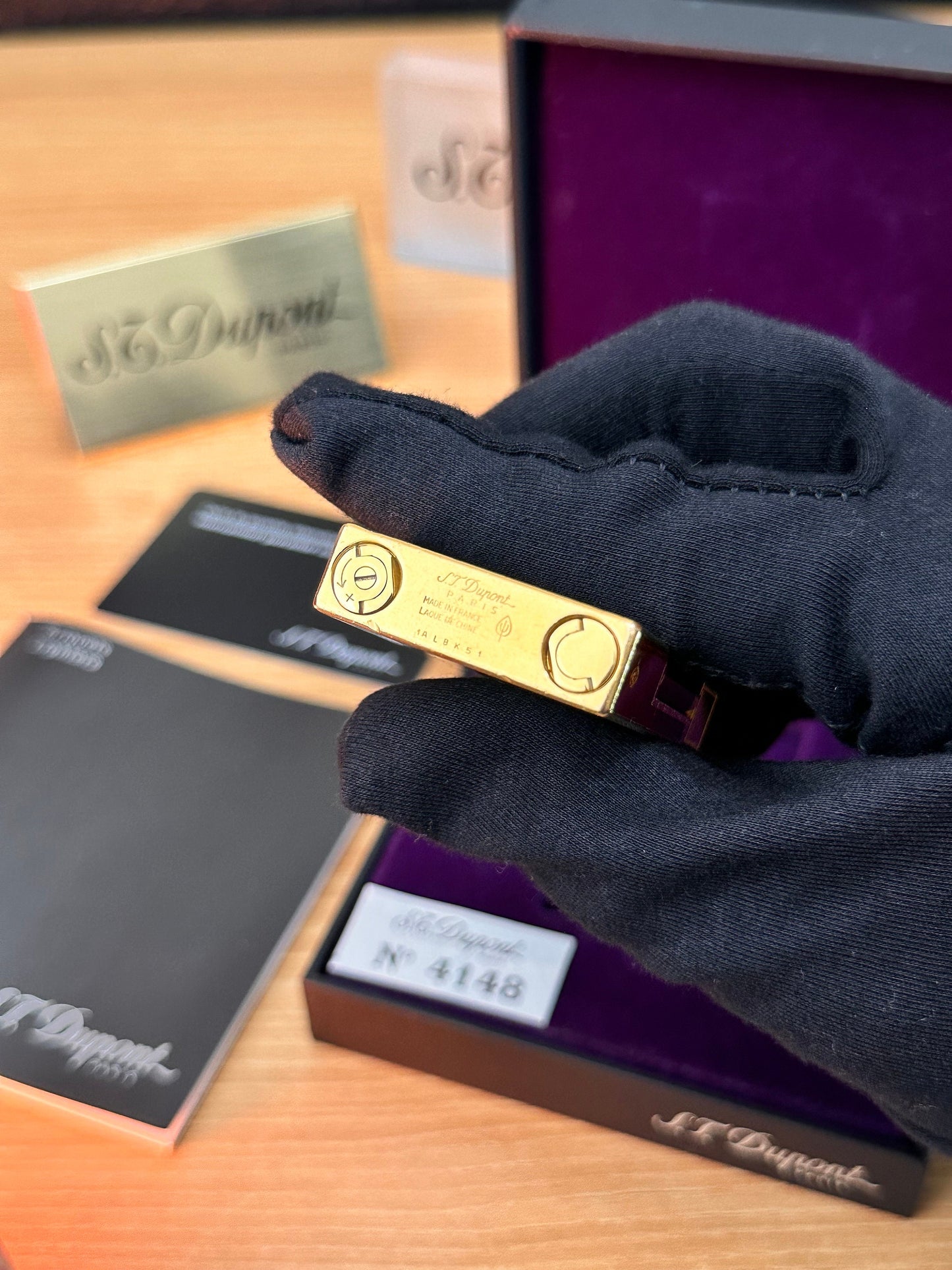 Vintage 1990 rare St Dupont Dual flame gold Maduro Oscuro Habanna Cigar collection \ fair condition \ working perfect box & documents full