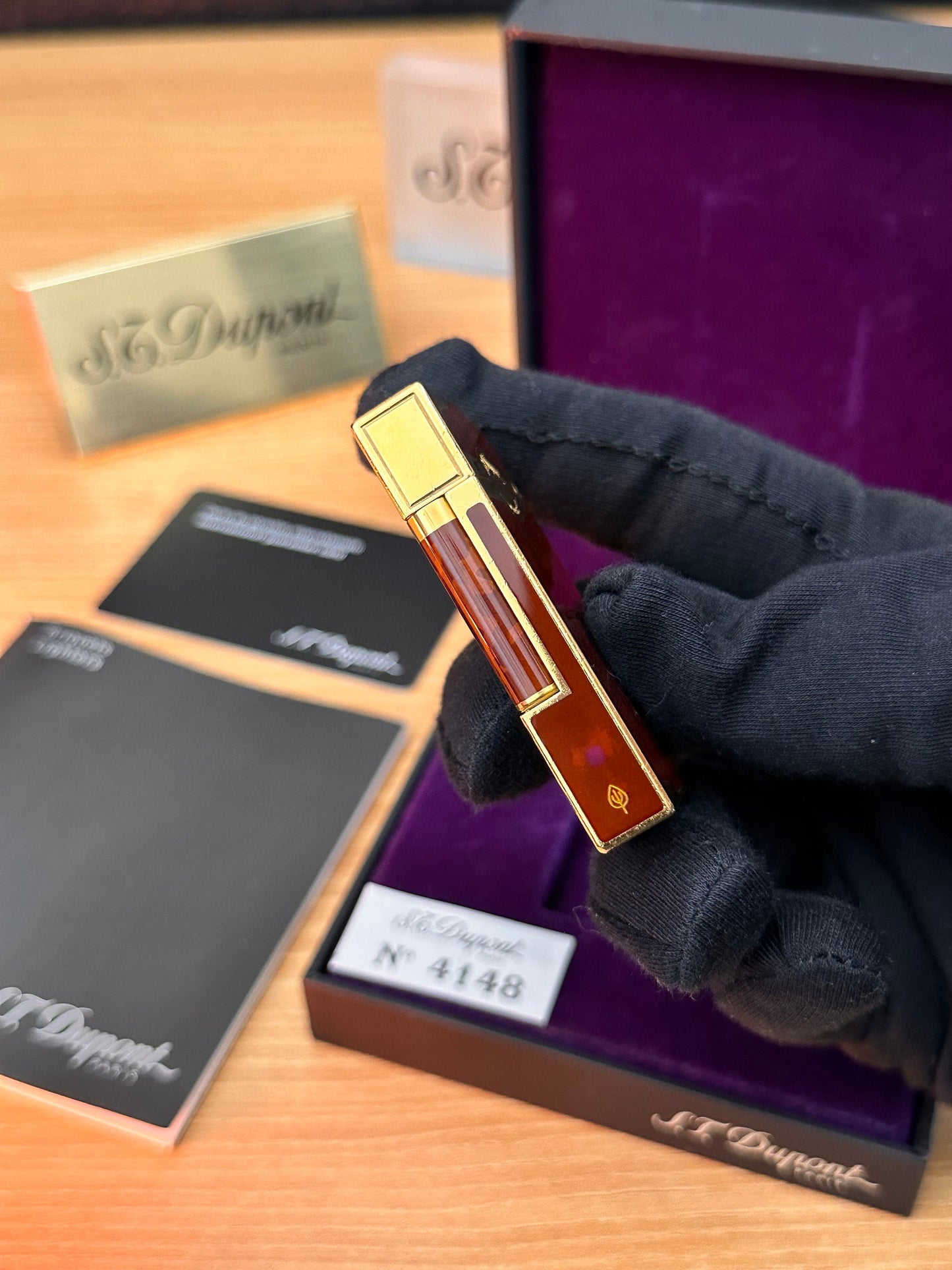 Vintage 1990 rare St Dupont Dual flame gold Maduro Oscuro Habanna Cigar collection \ fair condition \ working perfect box & documents full