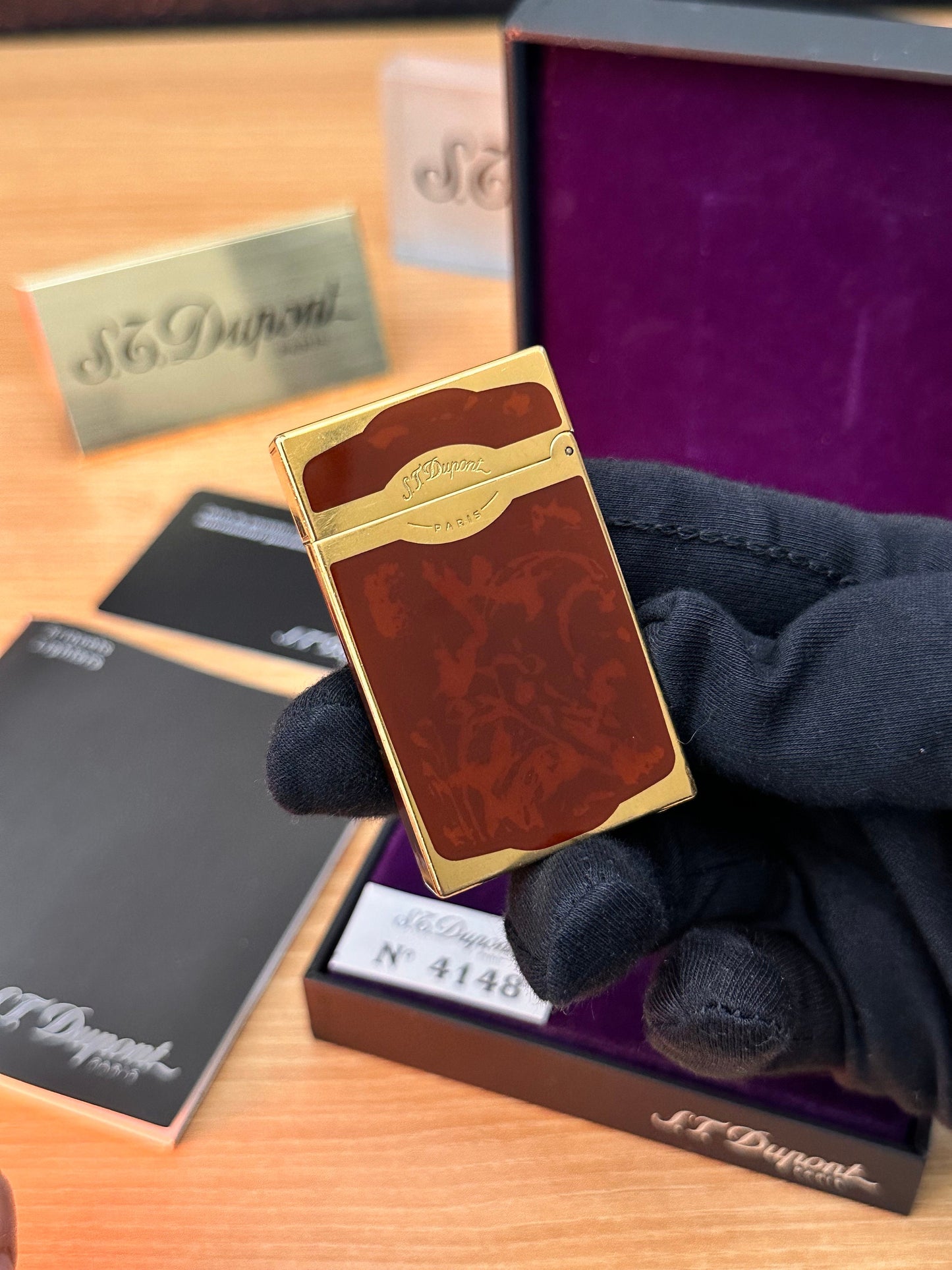Vintage 1990 rare St Dupont Dual flame gold Maduro Oscuro Habanna Cigar collection \ fair condition \ working perfect box & documents full