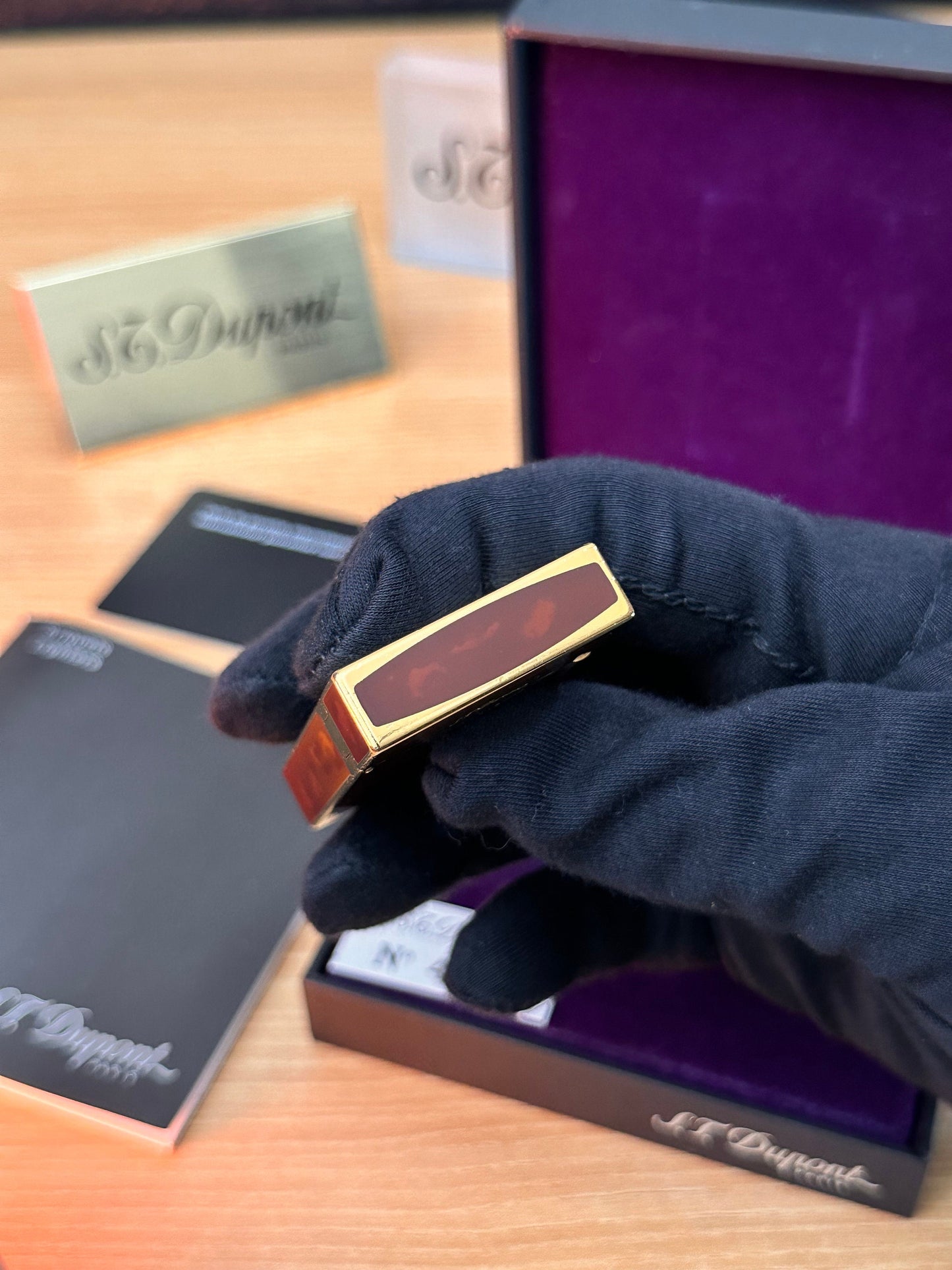 Vintage 1990 rare St Dupont Dual flame gold Maduro Oscuro Habanna Cigar collection \ fair condition \ working perfect box & documents full