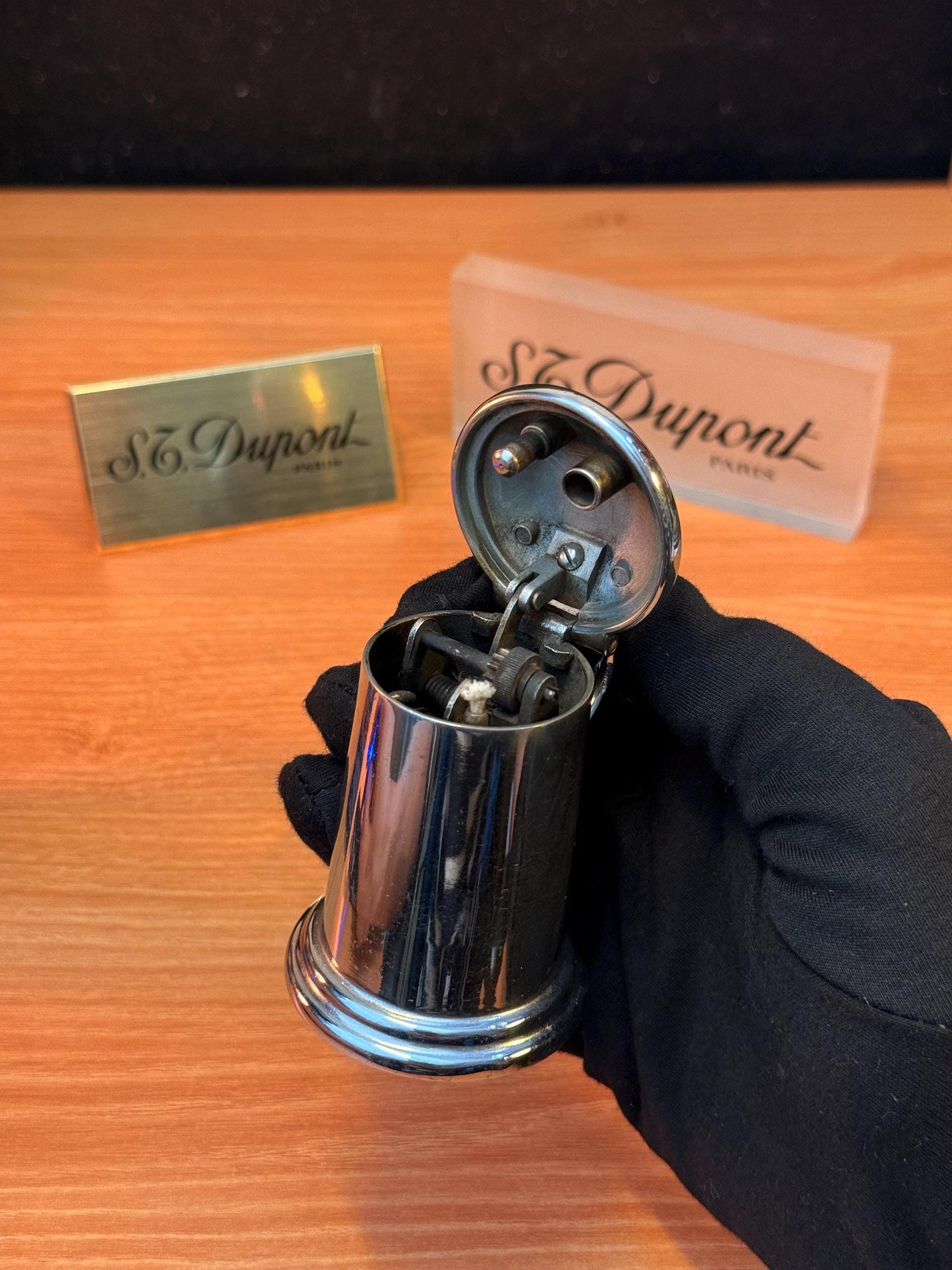 Vintage 1939 Luxury Dunhill Bumper Table Lighter Heavy silver finish early version England made / Petrol fluid table lighter decore table
