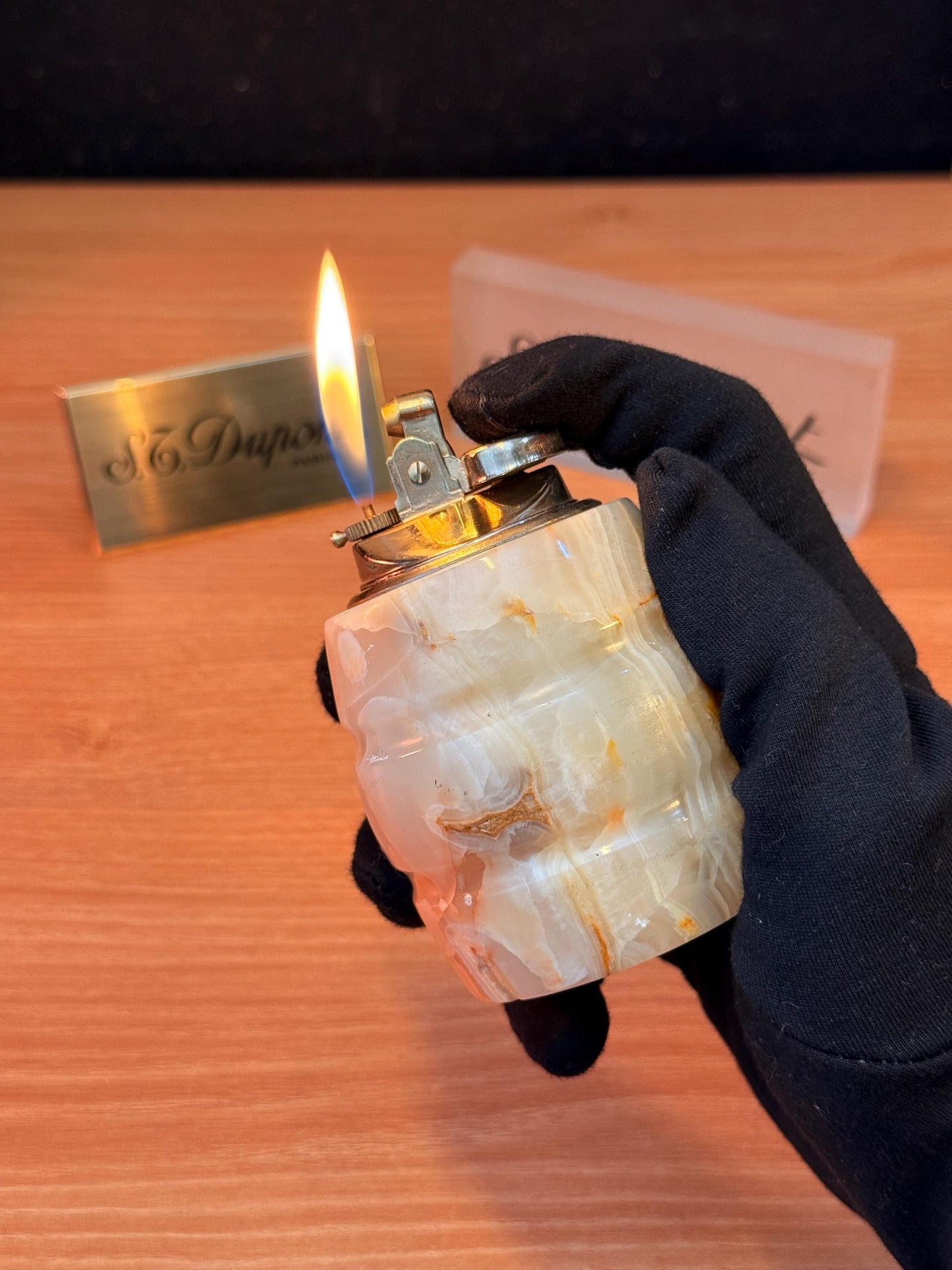 Vintage 1950 Butane Gas Real Stone Table lighter \ working perfect \ amazing decoration desk antique rare gift