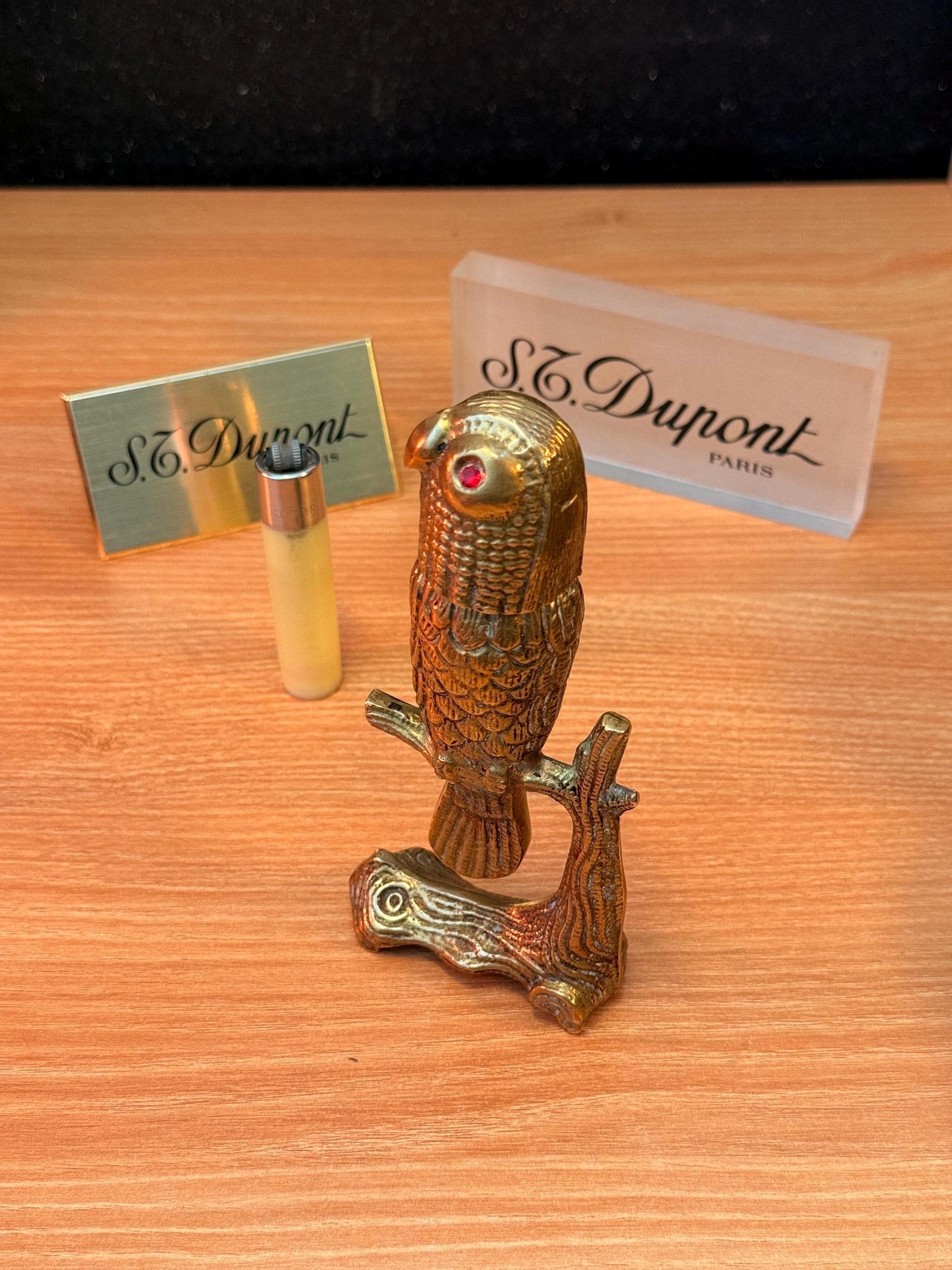 Antique 1945 Solid Bronze The Owl Hidden Lighter Heavy ~600 grams \ perfect rare decorative italian Bronze \ hidden decoration desk table