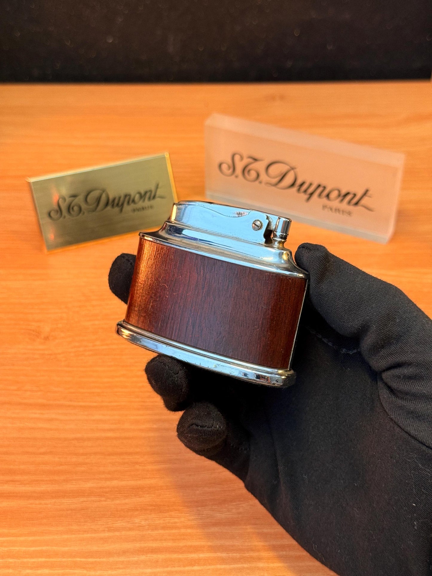 Antique 1941 Ronson Senator Desk Lighter petrol lighter\ working perfect designed with real wood England \ Rare gift decoration antique item