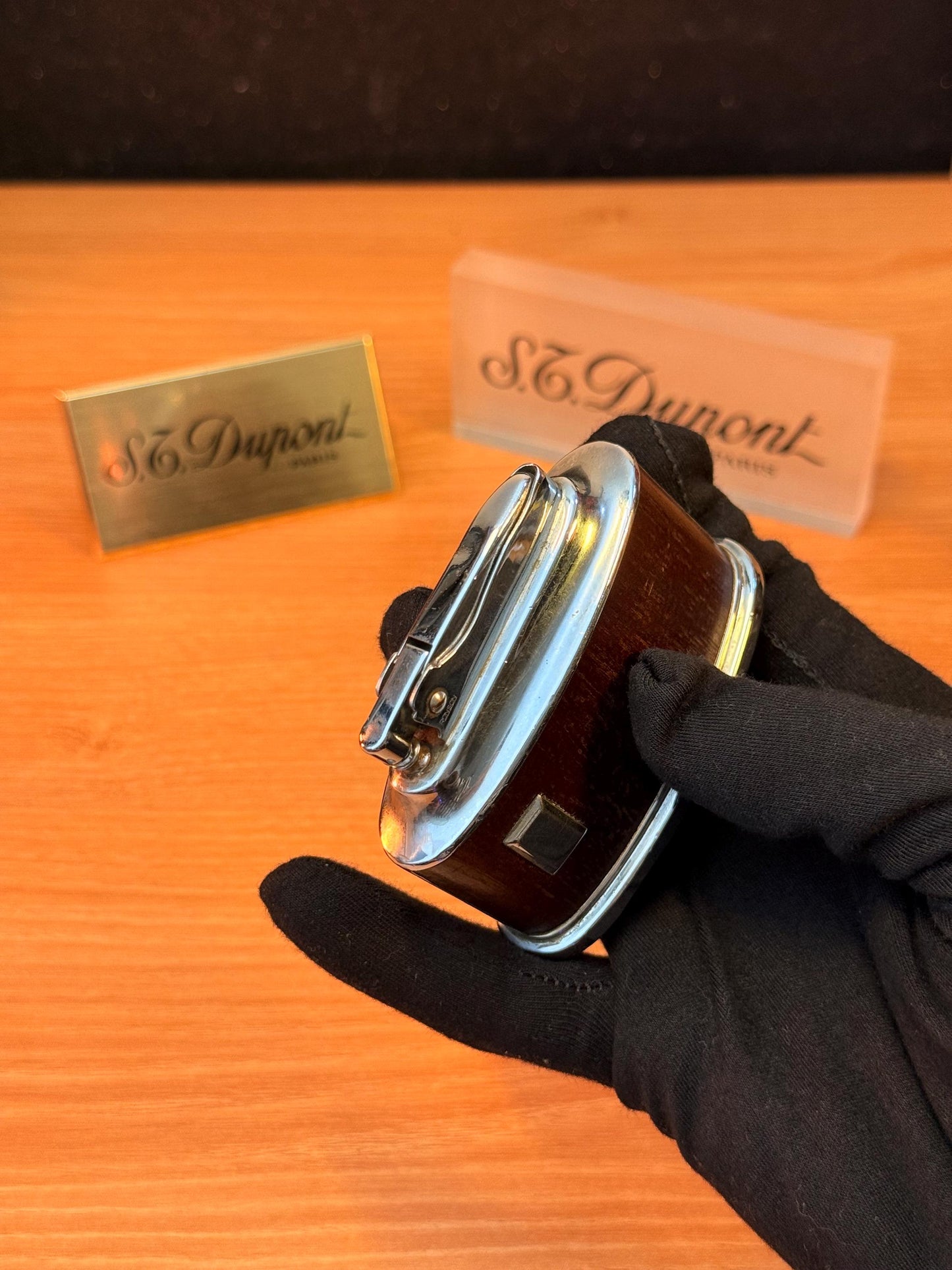 Antique 1941 Ronson Senator Desk Lighter petrol lighter\ working perfect designed with real wood England \ Rare gift decoration antique item