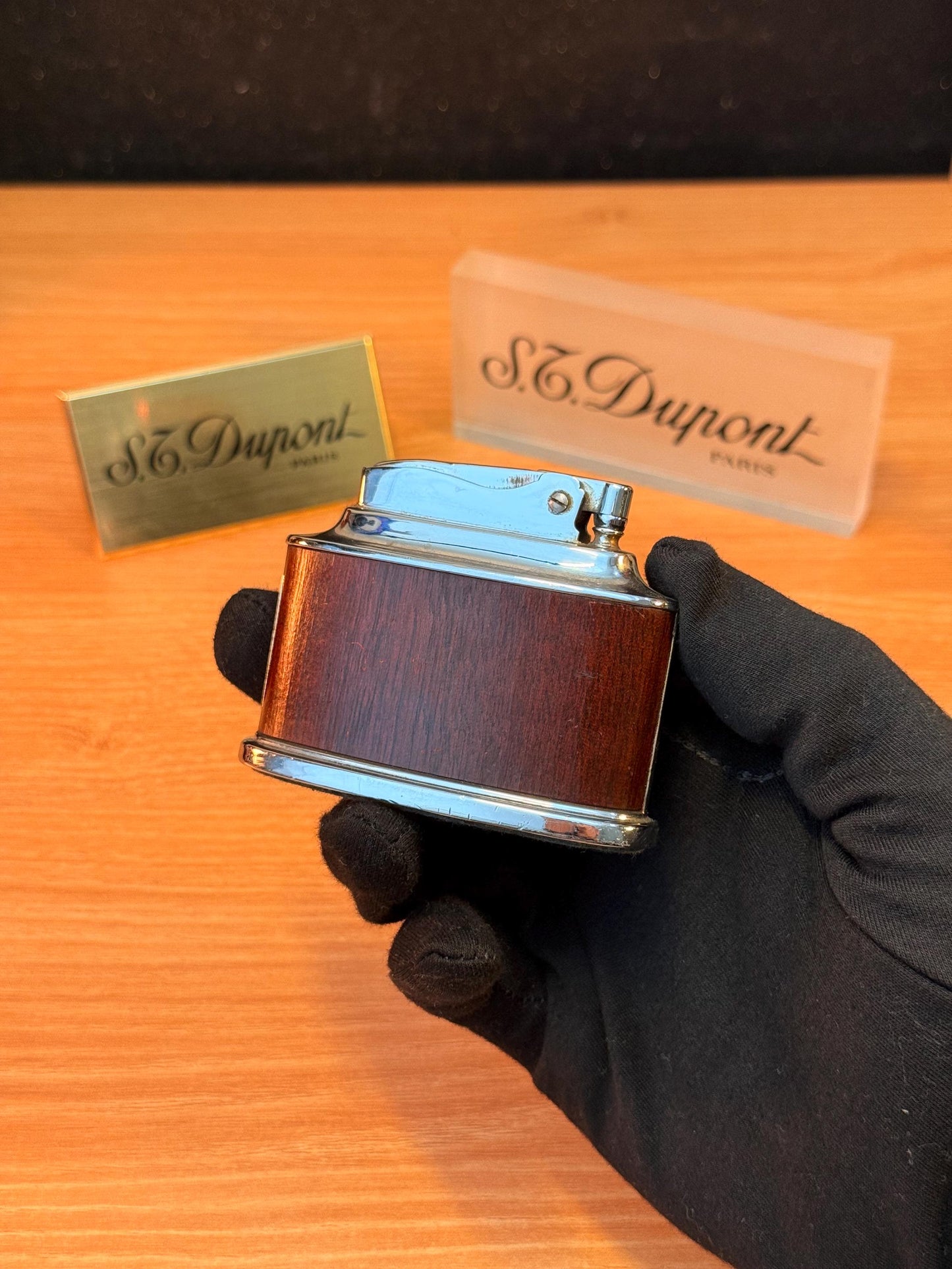 Antique 1941 Ronson Senator Desk Lighter petrol lighter\ working perfect designed with real wood England \ Rare gift decoration antique item