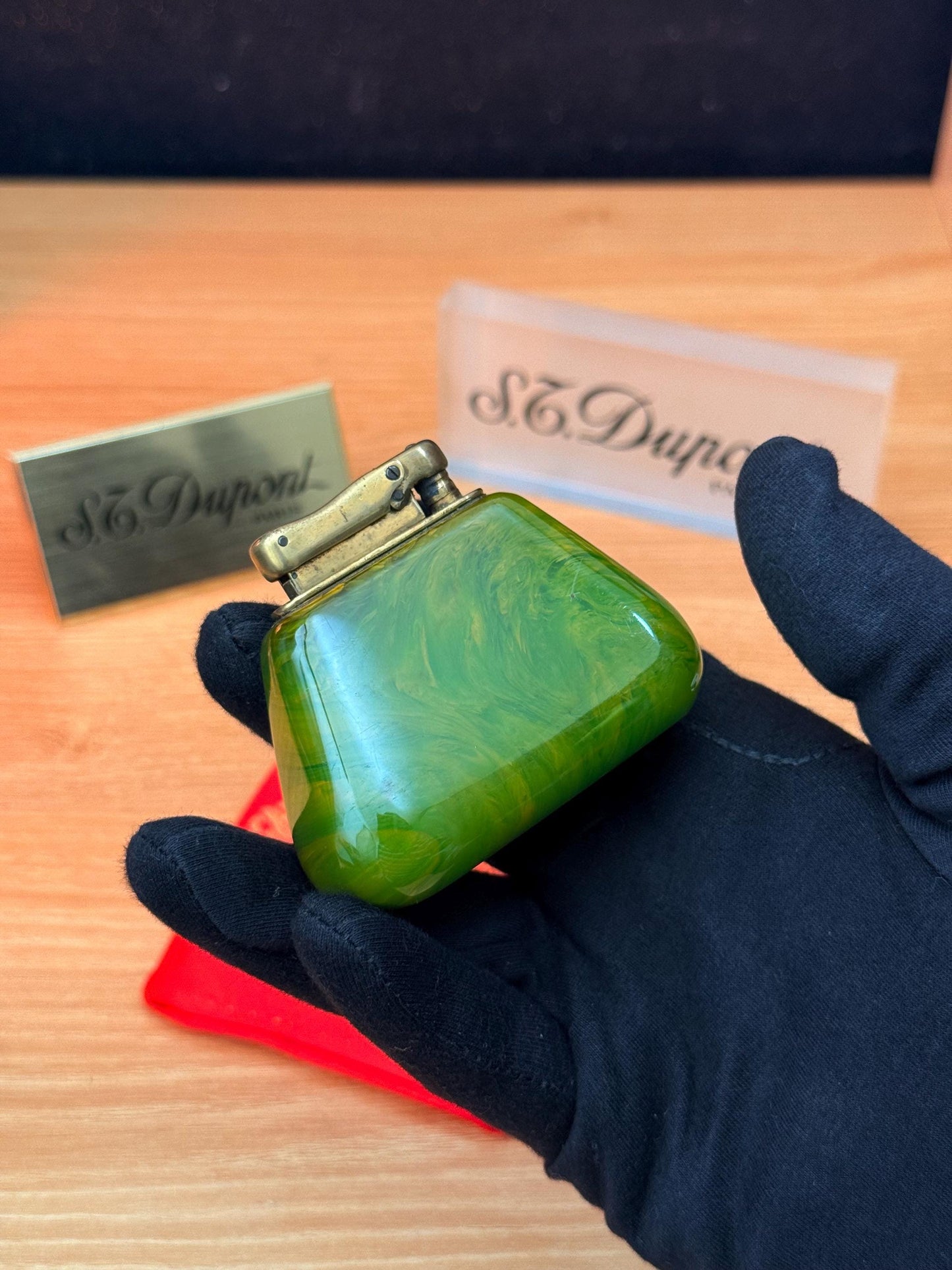 vintage 1950 Antique Colibri Green Catalin Europe high quality Lighter Fluid table lighter / can last for generations \ decoration desk