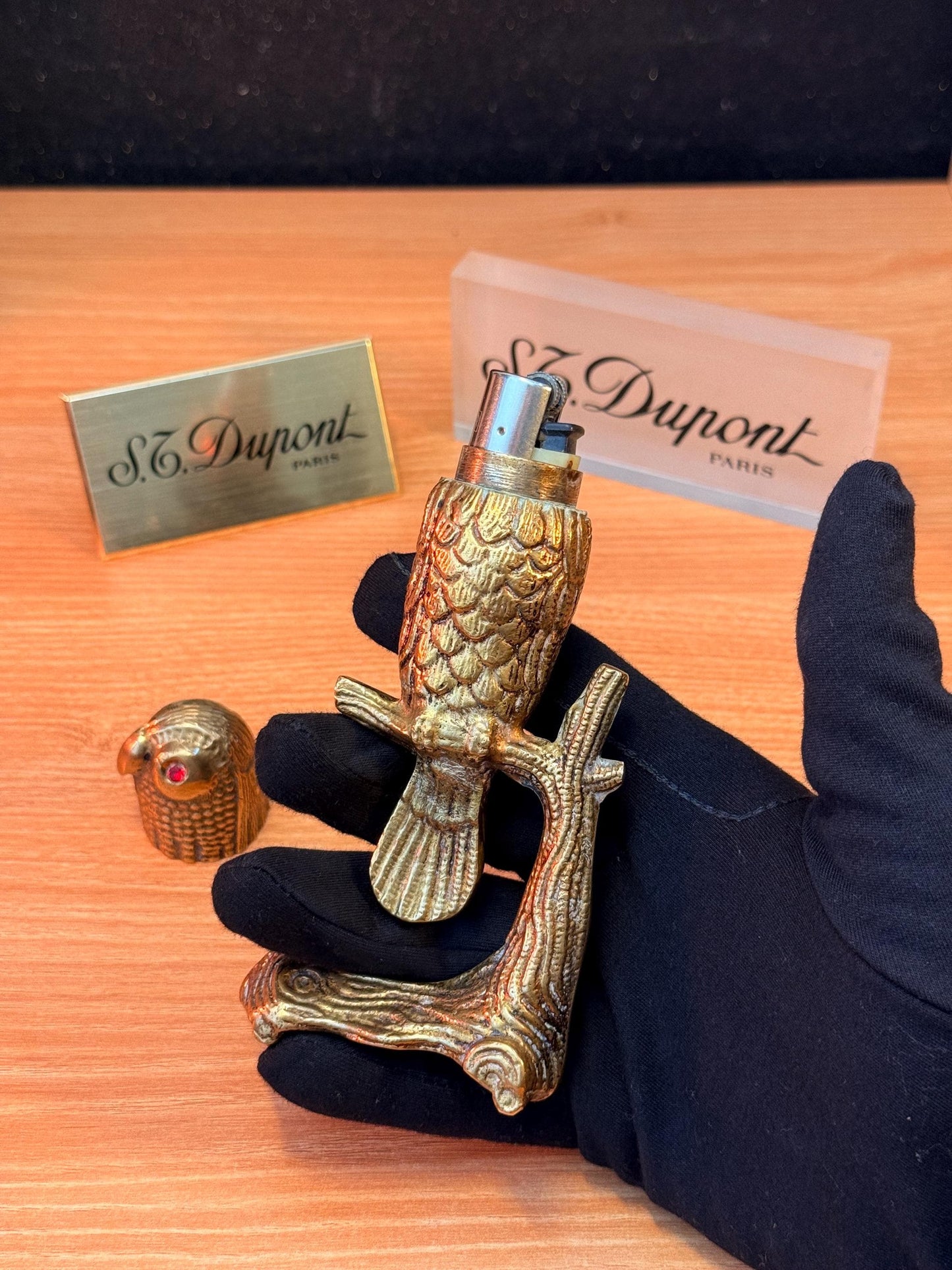 Antique 1945 Solid Bronze The Owl Hidden Lighter Heavy ~600 grams \ perfect rare decorative italian Bronze \ hidden decoration desk table
