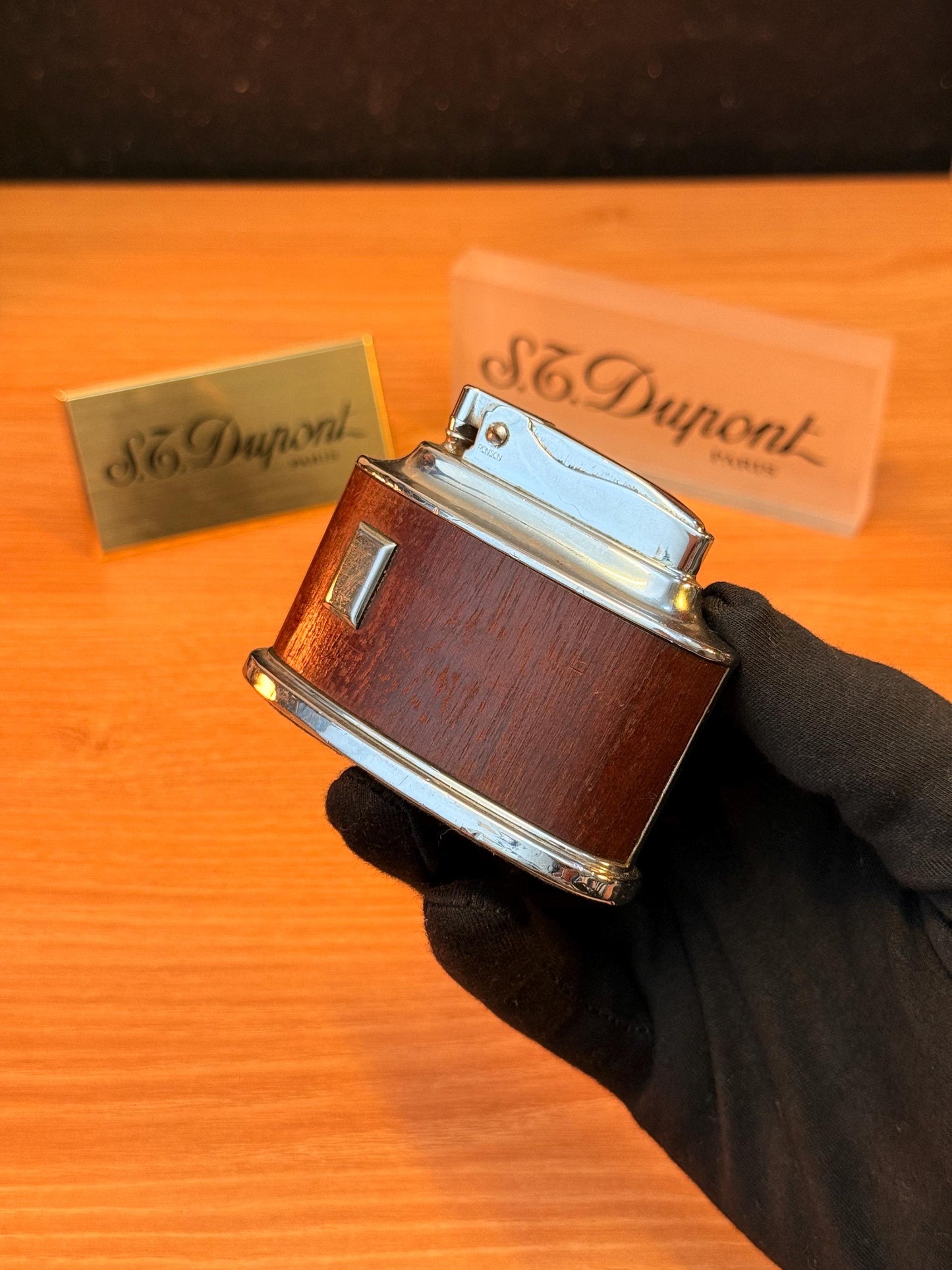 Antique 1941 Ronson Senator Desk Lighter petrol lighter\ working perfect designed with real wood England \ Rare gift decoration antique item