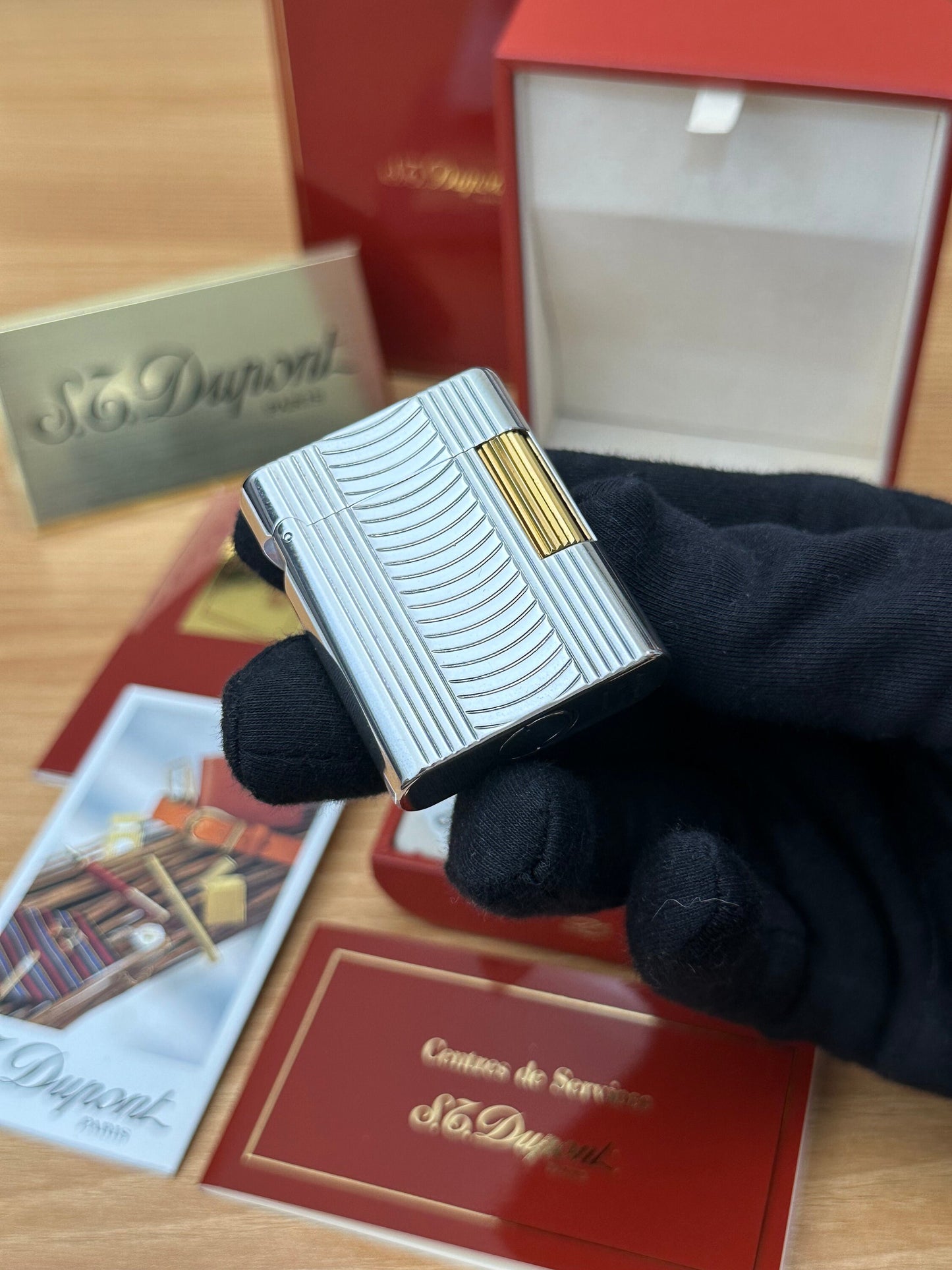 Vintage 1990 St Dupont Soubreny Two tone Gold & Silver finish / full set will box and documents / Good Condition