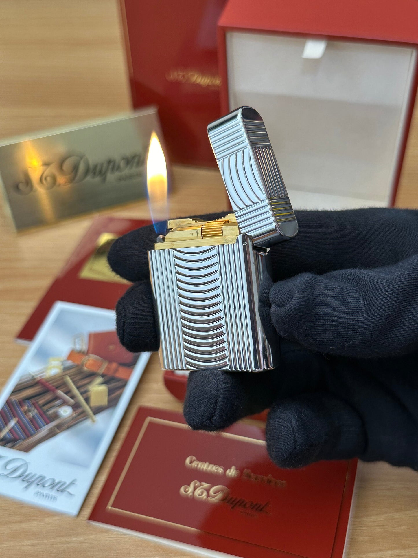 Vintage 1990 St Dupont Soubreny Two tone Gold & Silver finish / full set will box and documents / Good Condition