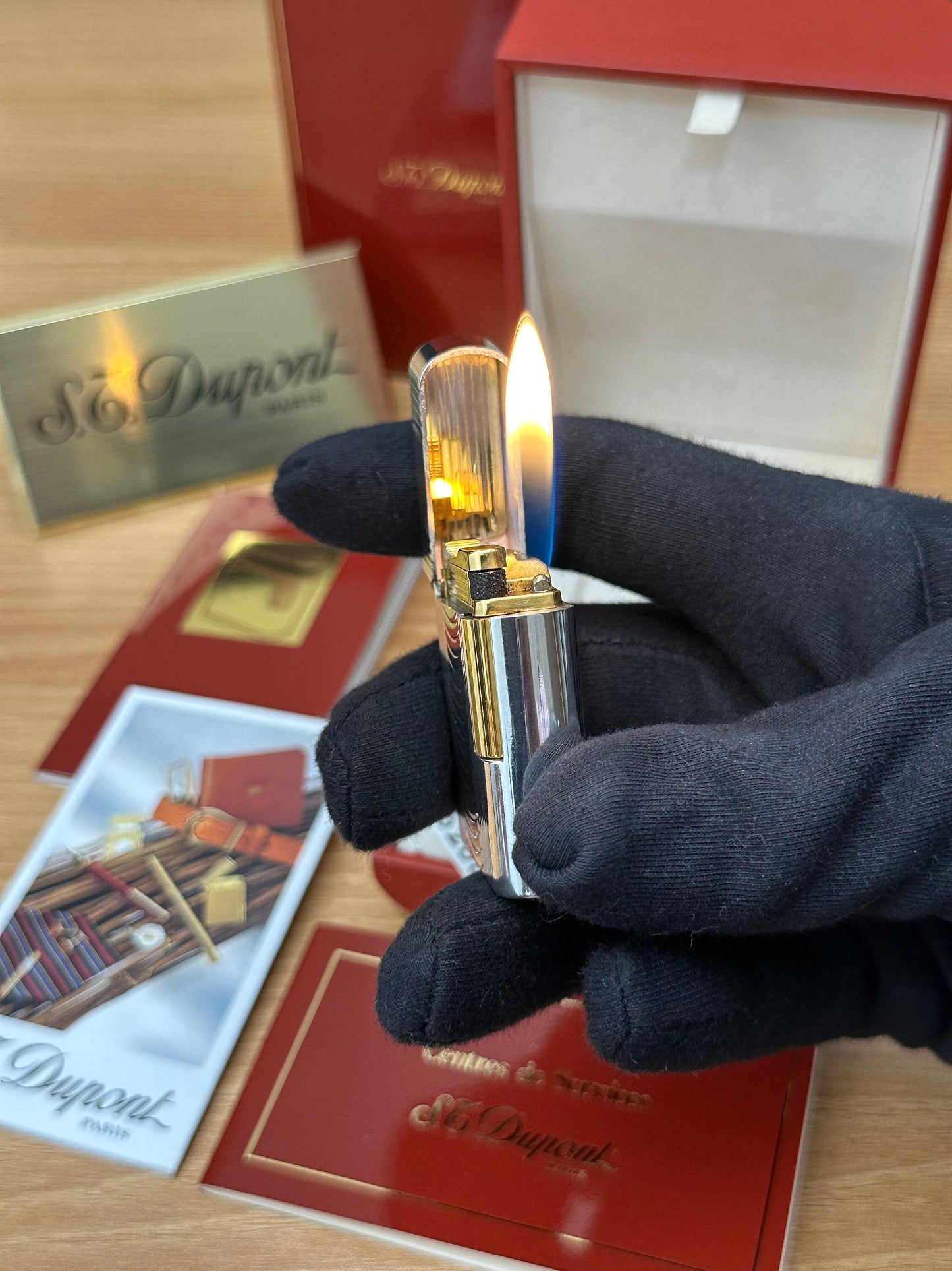 Vintage 1990 St Dupont Soubreny Two tone Gold & Silver finish / full set will box and documents / Good Condition