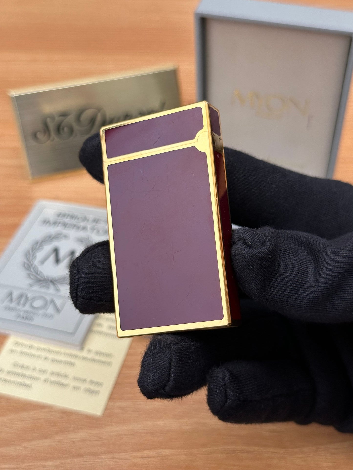 Vintage 1980 Myon 24k Gold Plated 5 face Rare Red lacquer \ full set with box and document \ working perfect \ good condition pre-owned