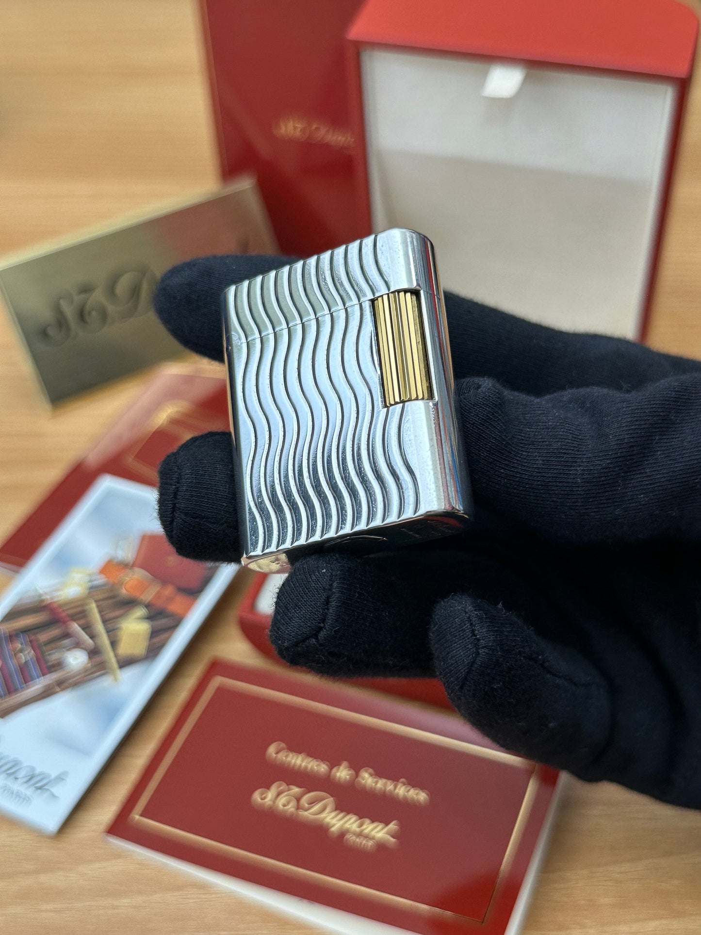 Vintage 1990 St Dupont Soubreny Two tone Gold & Silver finish / full set will box and documents / Good condition