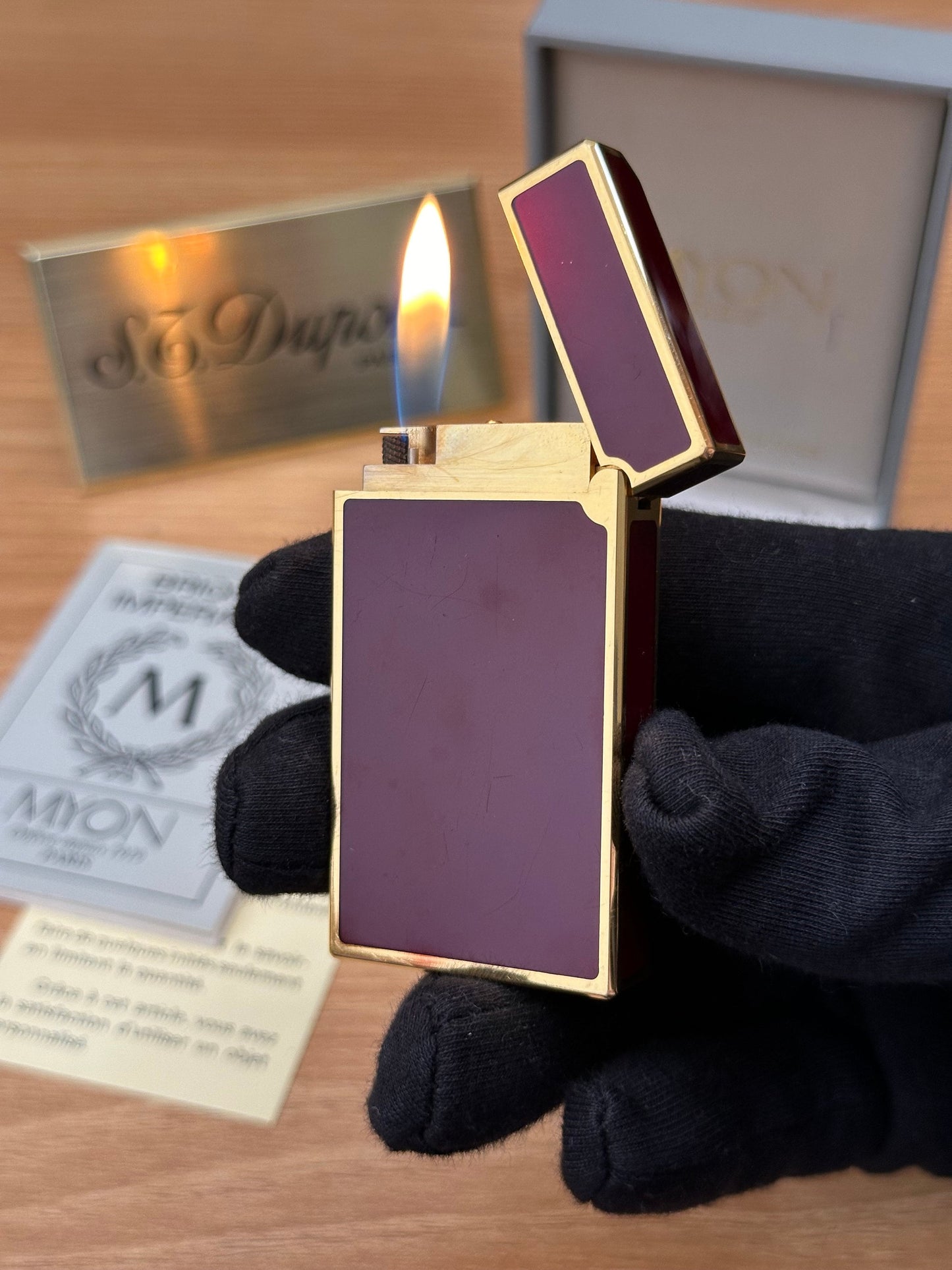 Vintage 1980 Myon 24k Gold Plated 5 face Rare Red lacquer \ full set with box and document \ working perfect \ good condition pre-owned