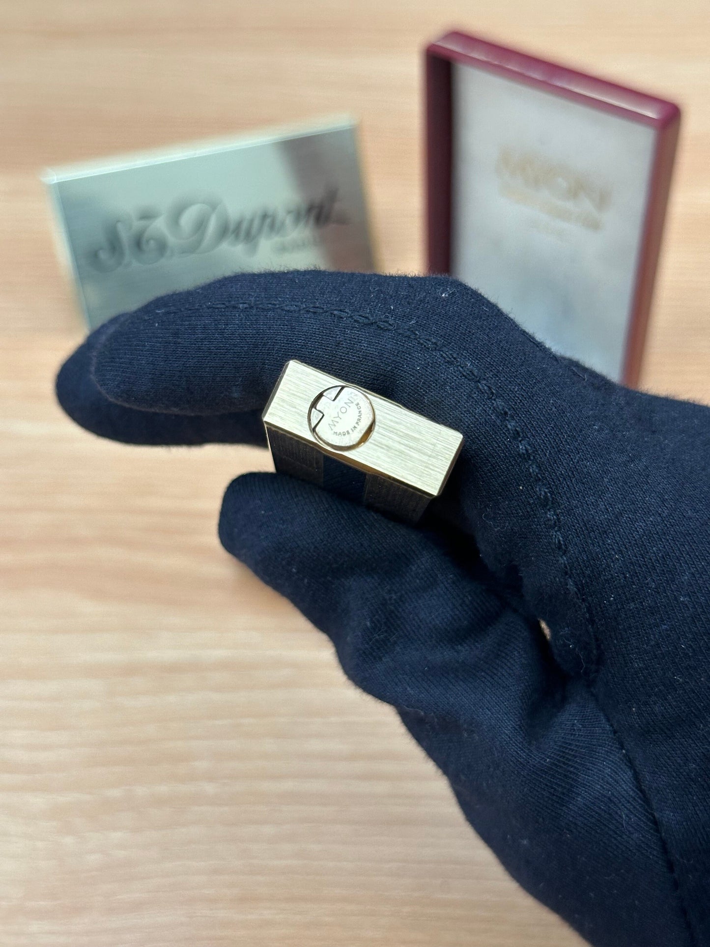 Vintage 1980 Myon Paris made Gold finish with black lacquer / with box / amazing condition close to new / with initial amazing condition