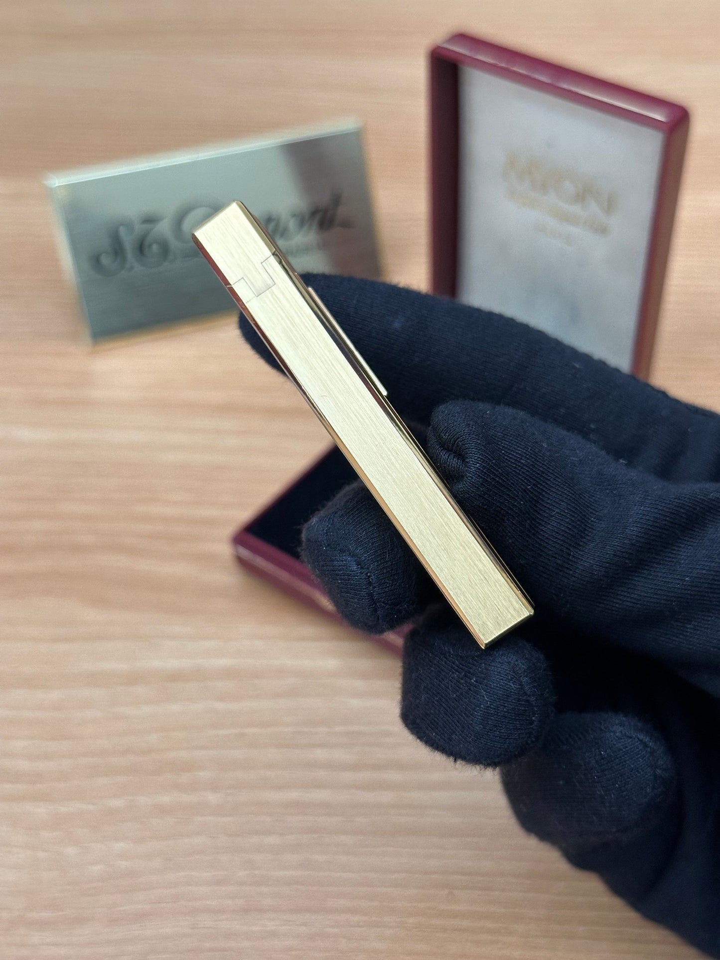 Vintage 1980 Myon Paris made Gold finish with black lacquer / with box / amazing condition close to new / with initial amazing condition