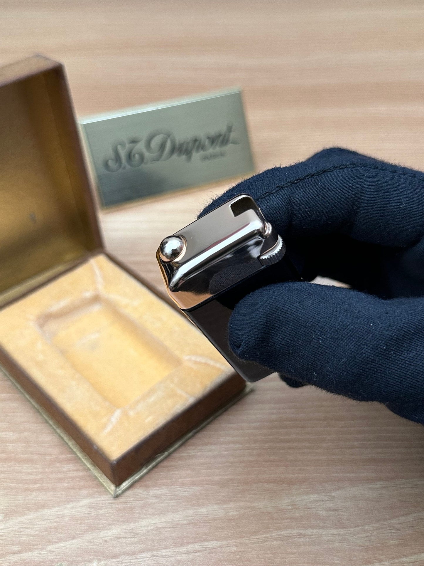 Vintage 1950 Myon rose gold plated with Black lacquer never use / extremely rare with box / working perfect