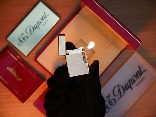 Vintage St Dupont Ligne 1 Heavy 24k Gold Finish Small Size micro Diamond Head rare Pipe Flame / with box and document