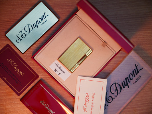 Vintage 1990 St Dupont Gatsby Heavy 24k Gold Finish Small Size Brushed Pattern  / with box and document