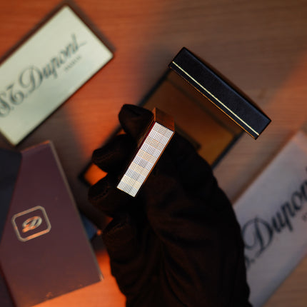 Vintage 1980 St Dupont Ligne 1 Heavy Silver Finish Small Size Micro Dots Pattern / Full Set with box and document