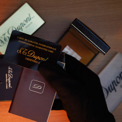 Vintage 1980 St Dupont Ligne 1 Heavy Silver Finish Small Size Micro Dots Pattern / Full Set with box and document