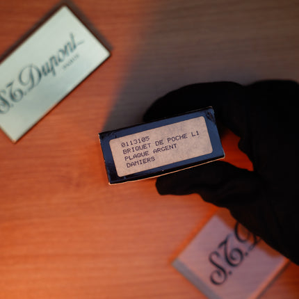 Vintage 1980 St Dupont Ligne 1 Heavy Silver Finish Small Size Micro Dots Pattern / Full Set with box and document