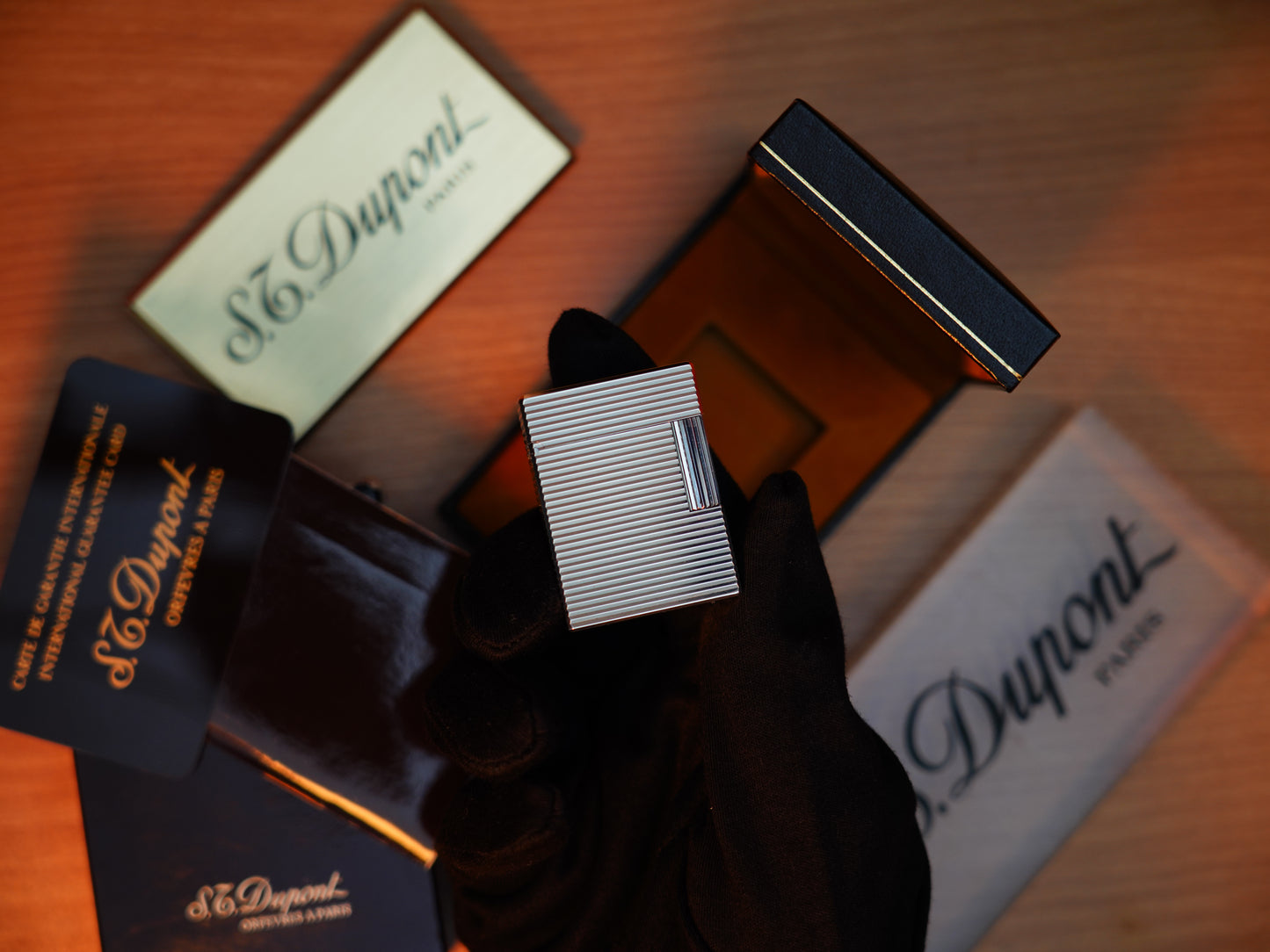 Vintage 1980 St Dupont Ligne 1 Heavy Silver Finish Small Size / Full Set with box and document