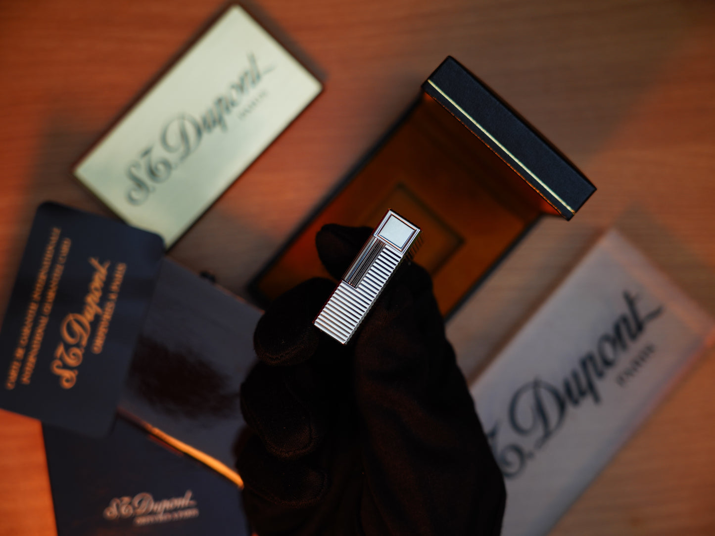 Vintage 1980 St Dupont Ligne 1 Heavy Silver Finish Small Size / Full Set with box and document