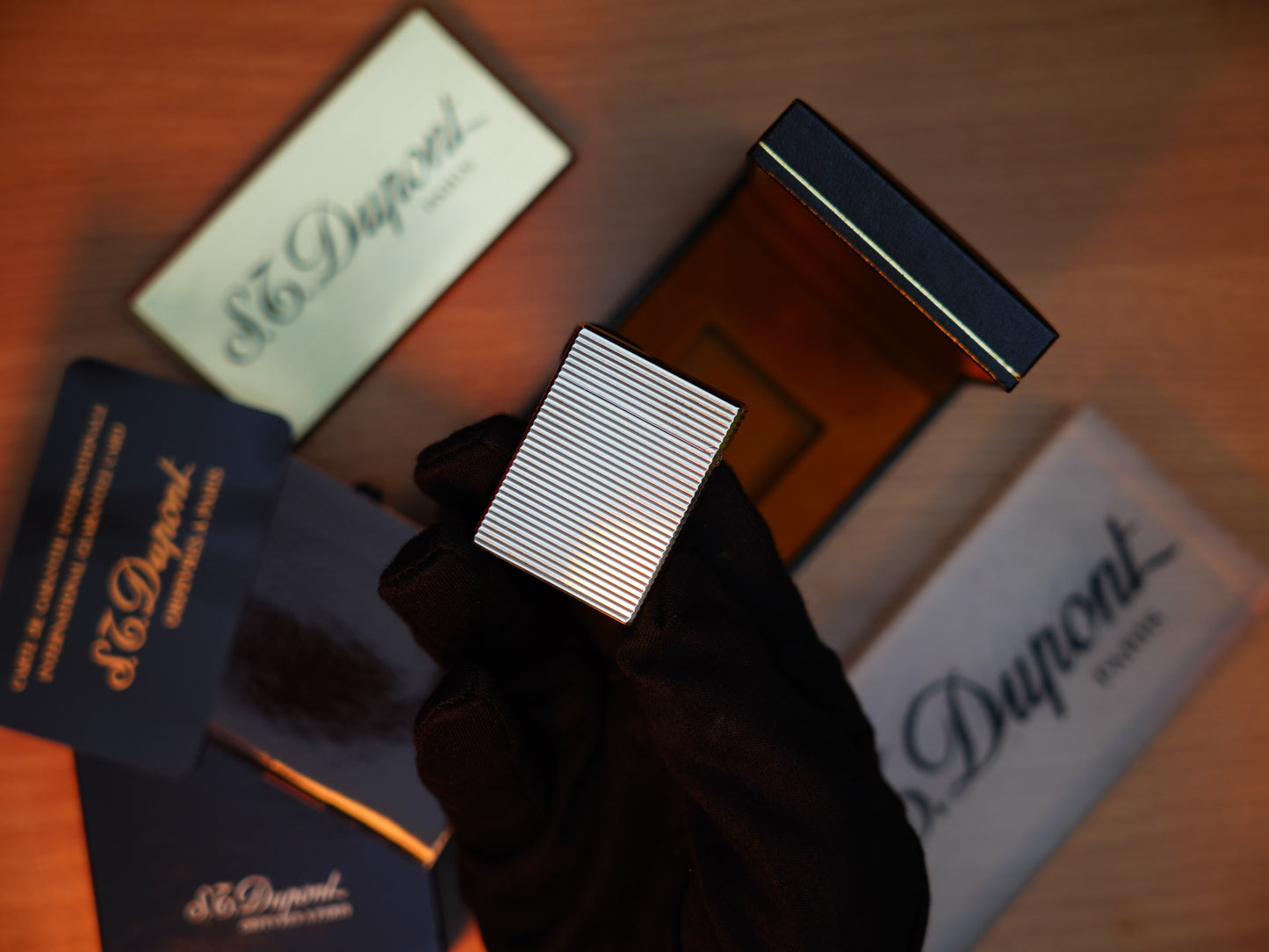 Vintage 1980 St Dupont Ligne 1 Heavy Silver Finish Small Size / Full Set with box and document