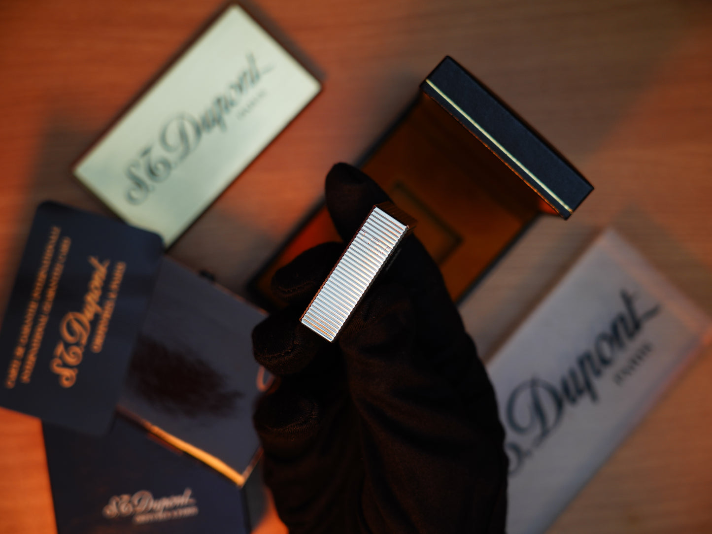 Vintage 1980 St Dupont Ligne 1 Heavy Silver Finish Small Size / Full Set with box and document