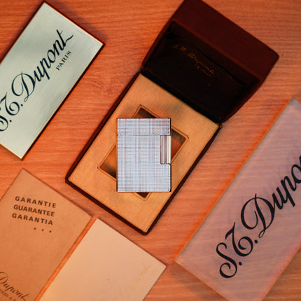 Vintage 1980 St Dupont Ligne 1 Heavy Silver Finish Small Size / with box and document