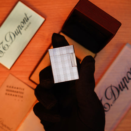 Vintage 1980 St Dupont Ligne 1 Heavy Silver Finish Small Size / with box and document