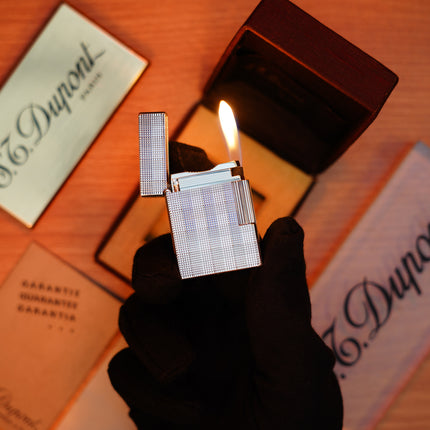 Vintage 1980 St Dupont Ligne 1 Heavy Silver Finish Small Size / with box and document