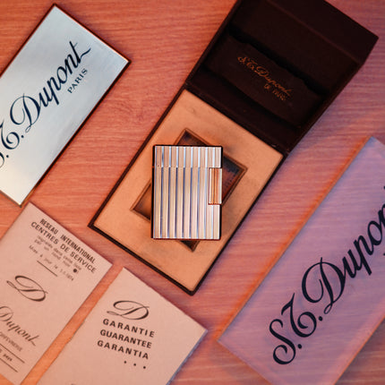Vintage 1980 St Dupont Ligne 1 Heavy 24k Gold Finish Small Size / Full Set with box and document