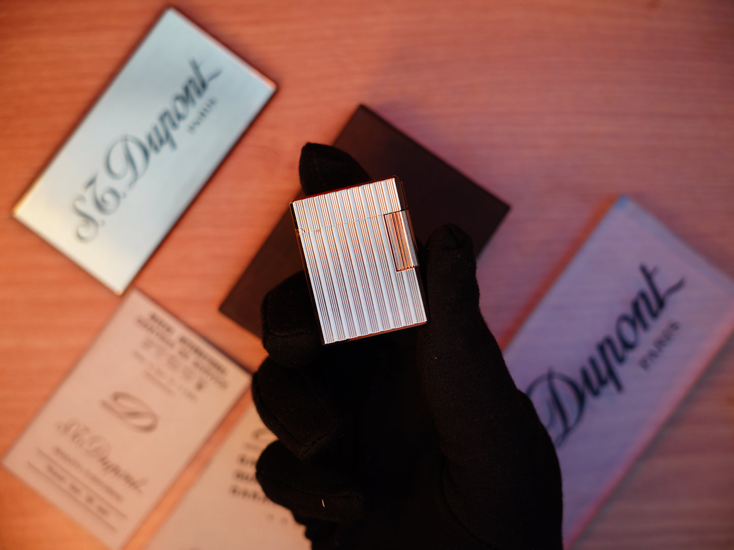 Vintage 1980 St Dupont Ligne 1 Heavy 24k Gold Finish Small Size / Full Set with box and document