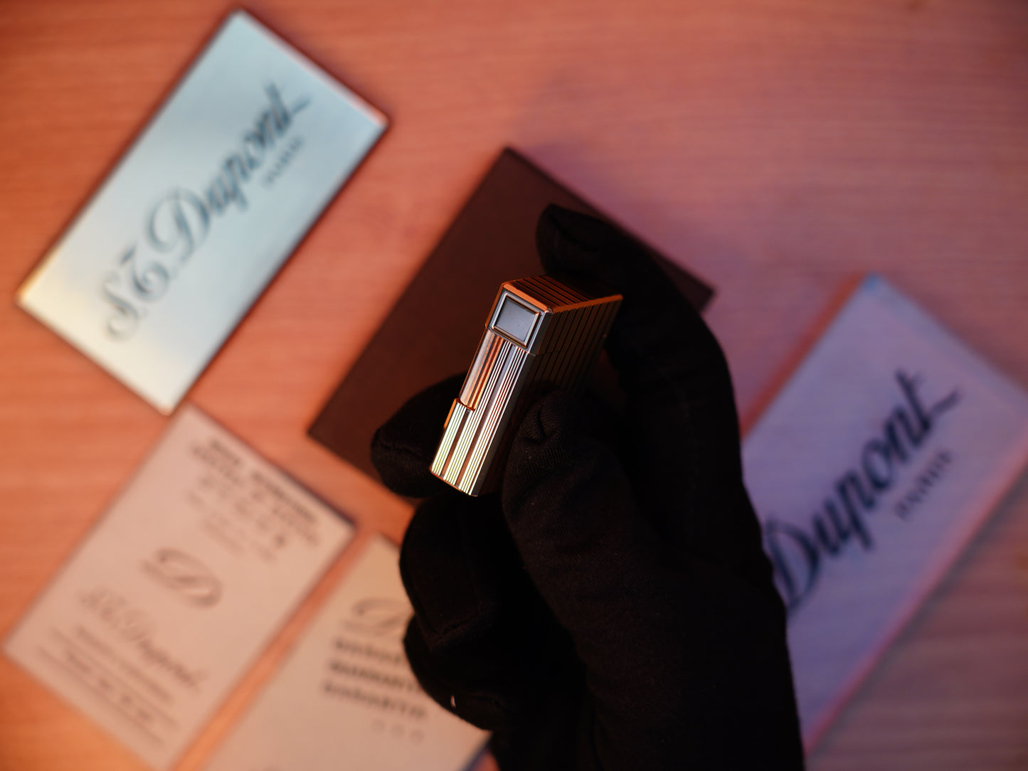 Vintage 1980 St Dupont Ligne 1 Heavy 24k Gold Finish Small Size / Full Set with box and document