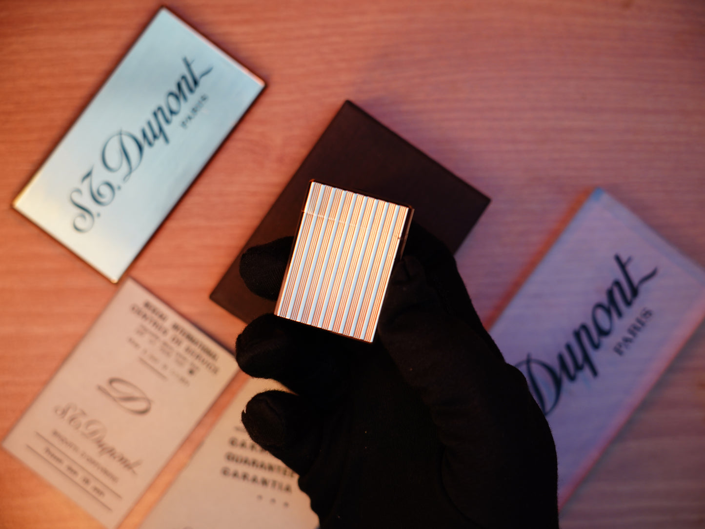 Vintage 1980 St Dupont Ligne 1 Heavy 24k Gold Finish Small Size / Full Set with box and document